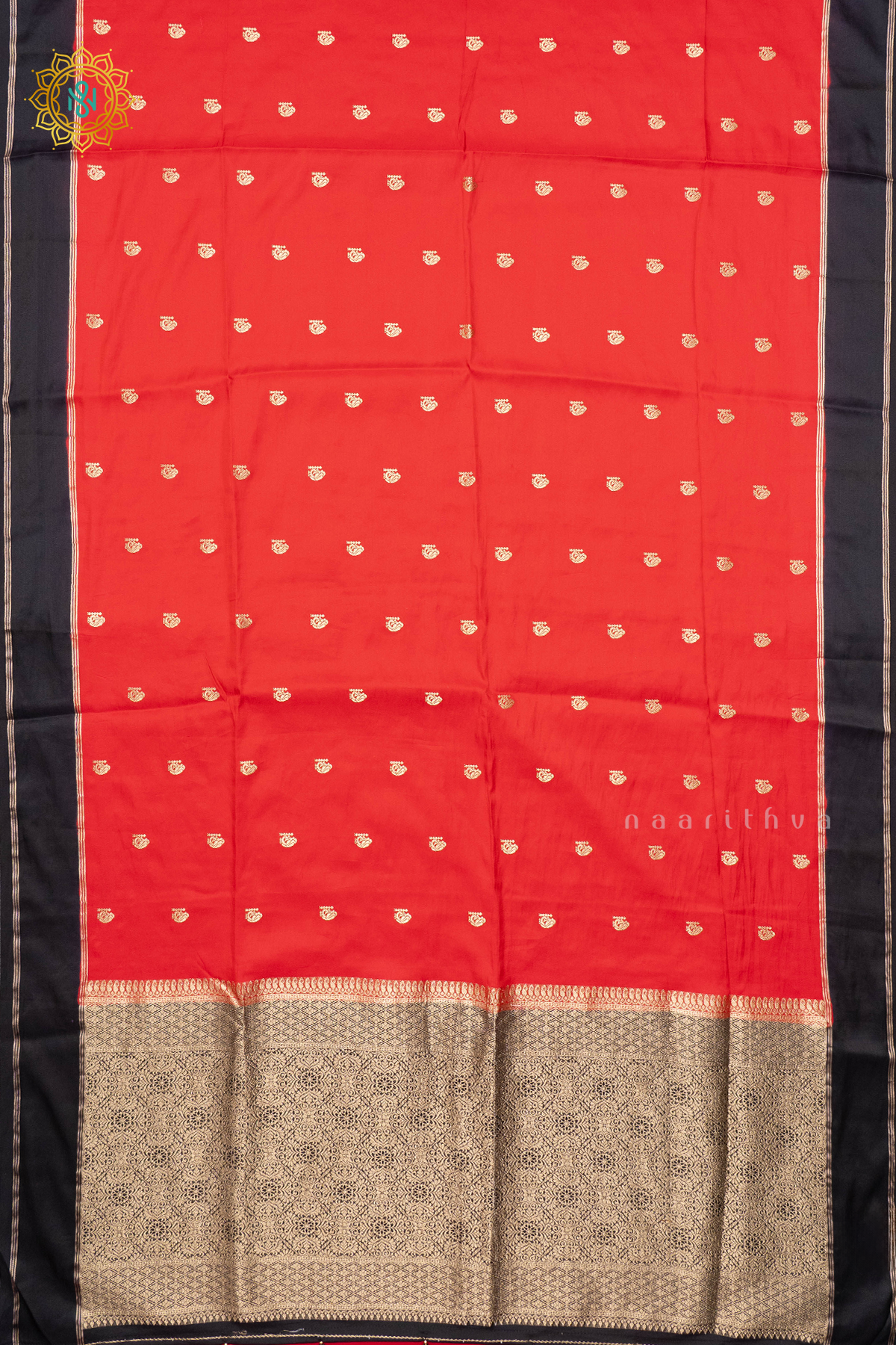 RED WITH BLACK - SEMI SILK