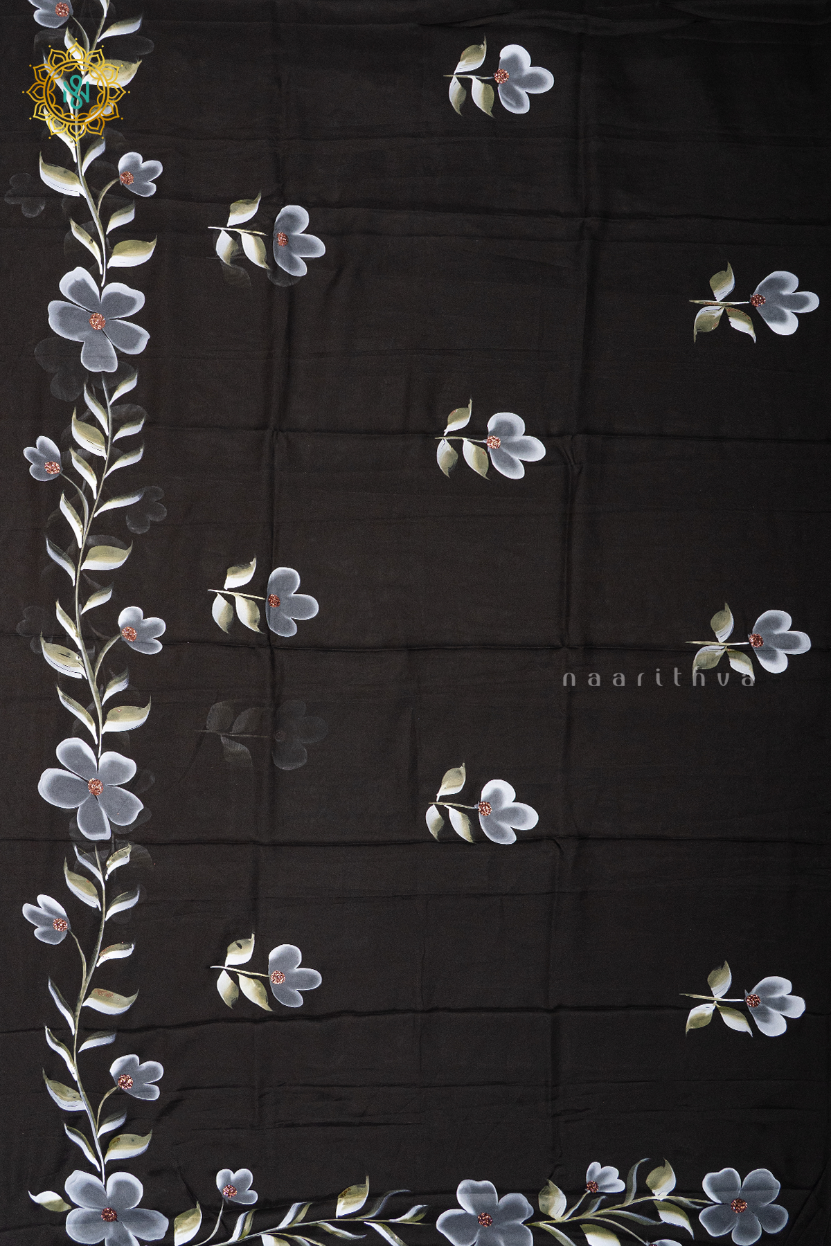 BLACK - ORGANZA HAND PAINTED