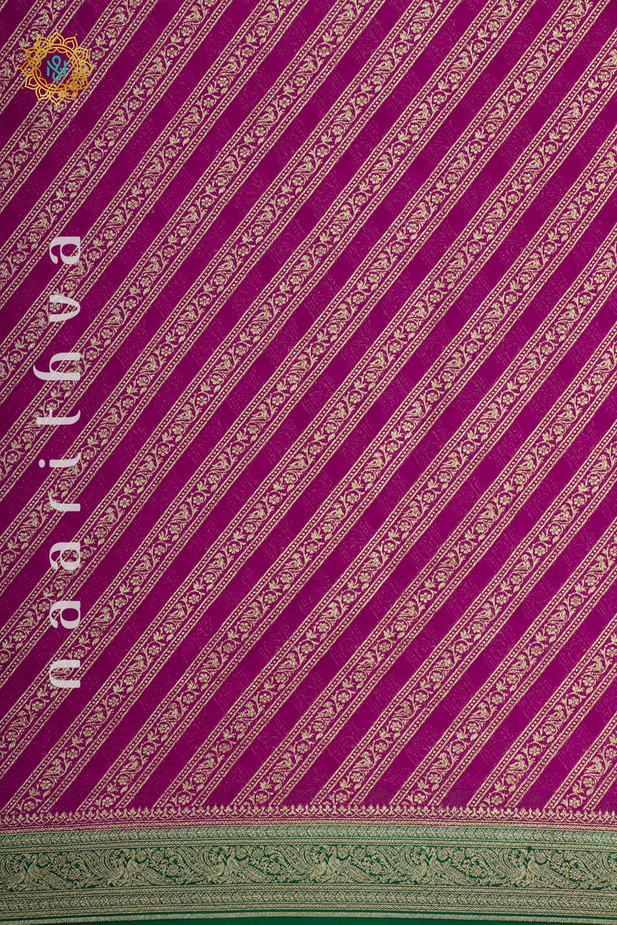PINK WITH GREEN - PURE BANARASI KHADDI GEORGETTE