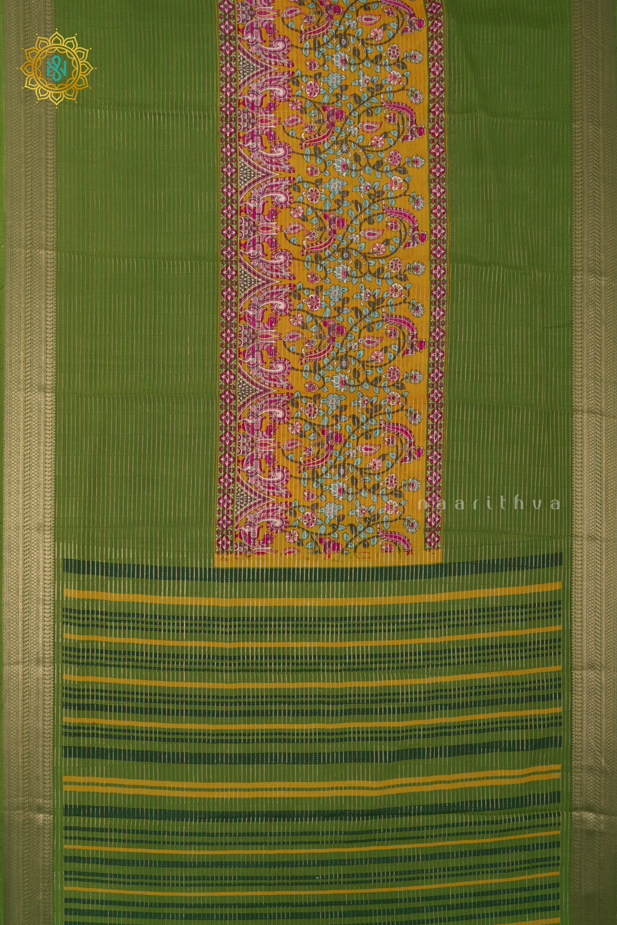 PARROT GREEN WITH YELLOW - SEMI GEORGETTE