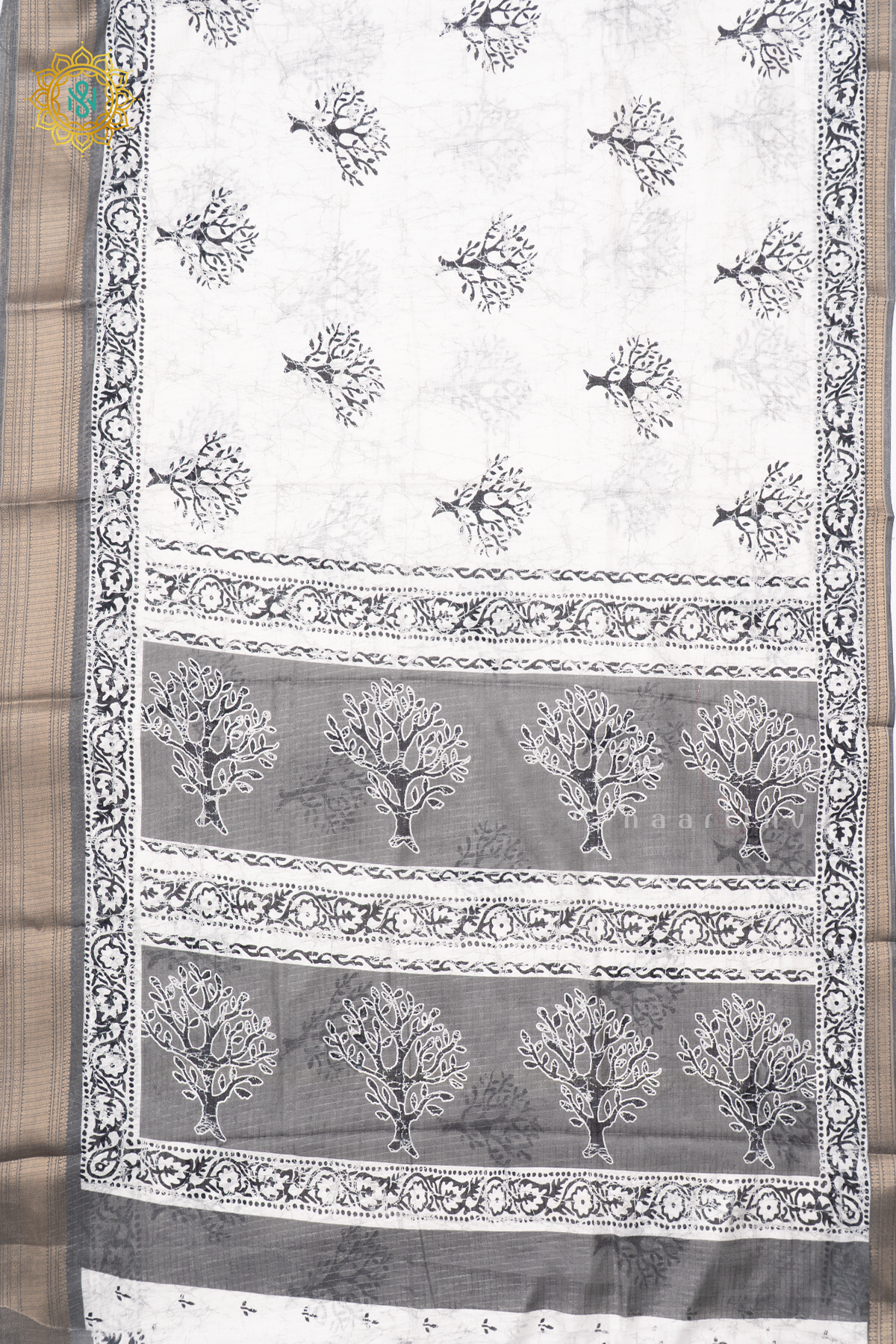 WHITE WITH ELEPHANT GREY - DOLA SILK