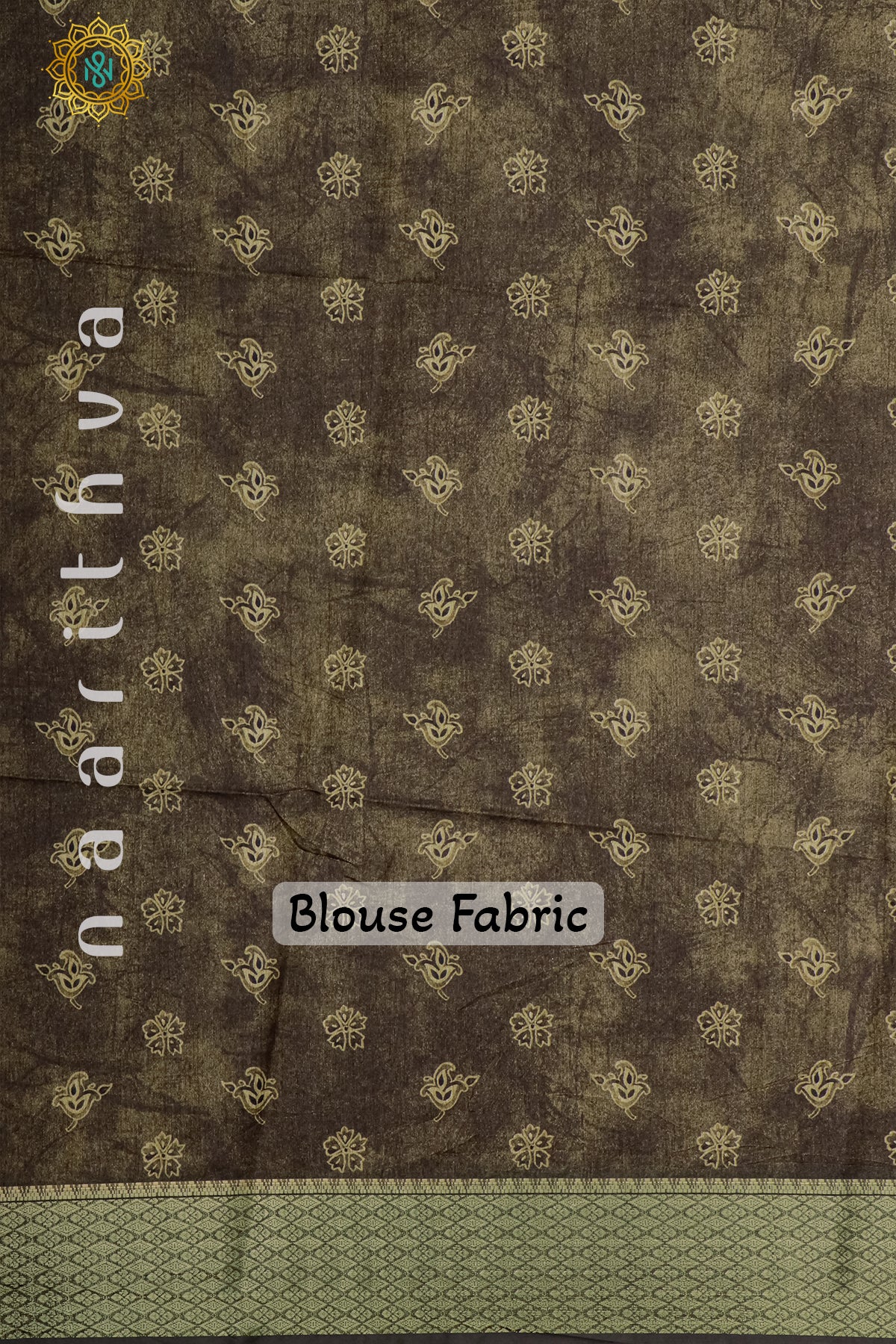 BEIGE WITH GREEN - SEMI TUSSAR SILK