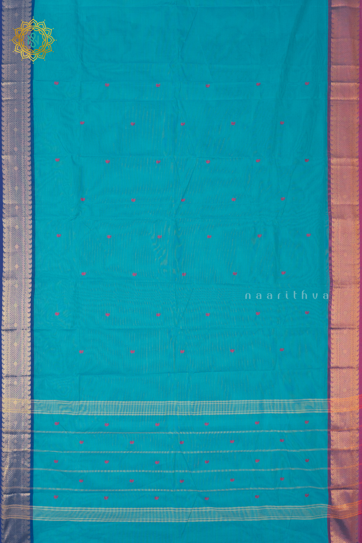 SKY BLUE WITH PINK & BLUE - CHETTINAD COTTON