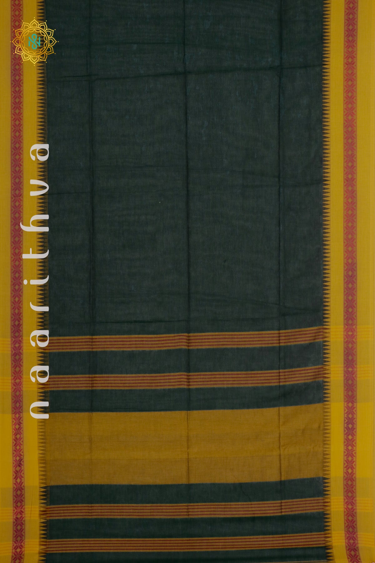 BOTTLE GREEN WITH YELLOW - MUL COTTON