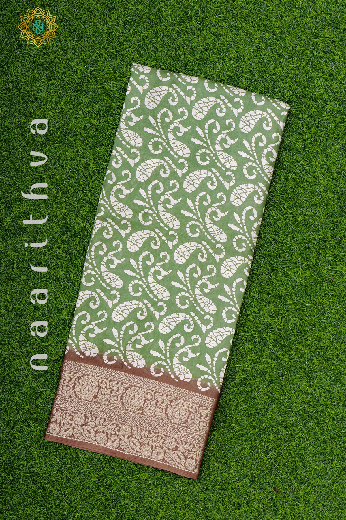 GREEN WITH BROWN - DOLA SILK