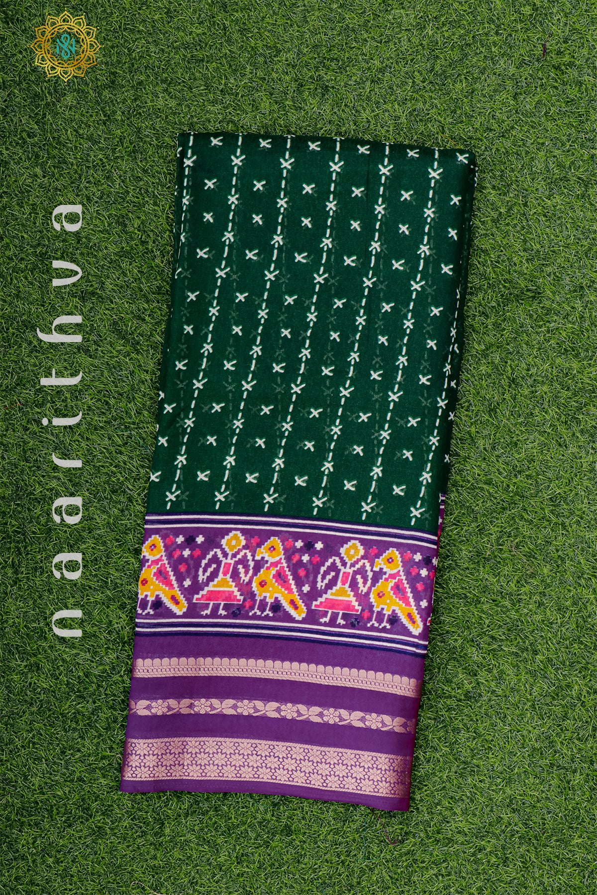 GREEN WITH PURPLE - SEMI GEORGETTE