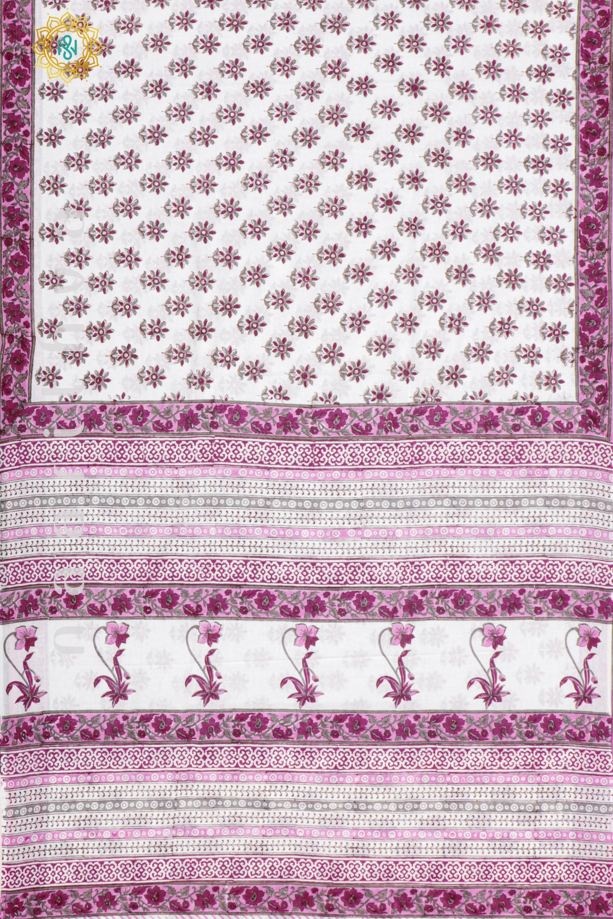 WHITE WITH MAGENTA - MUL COTTON