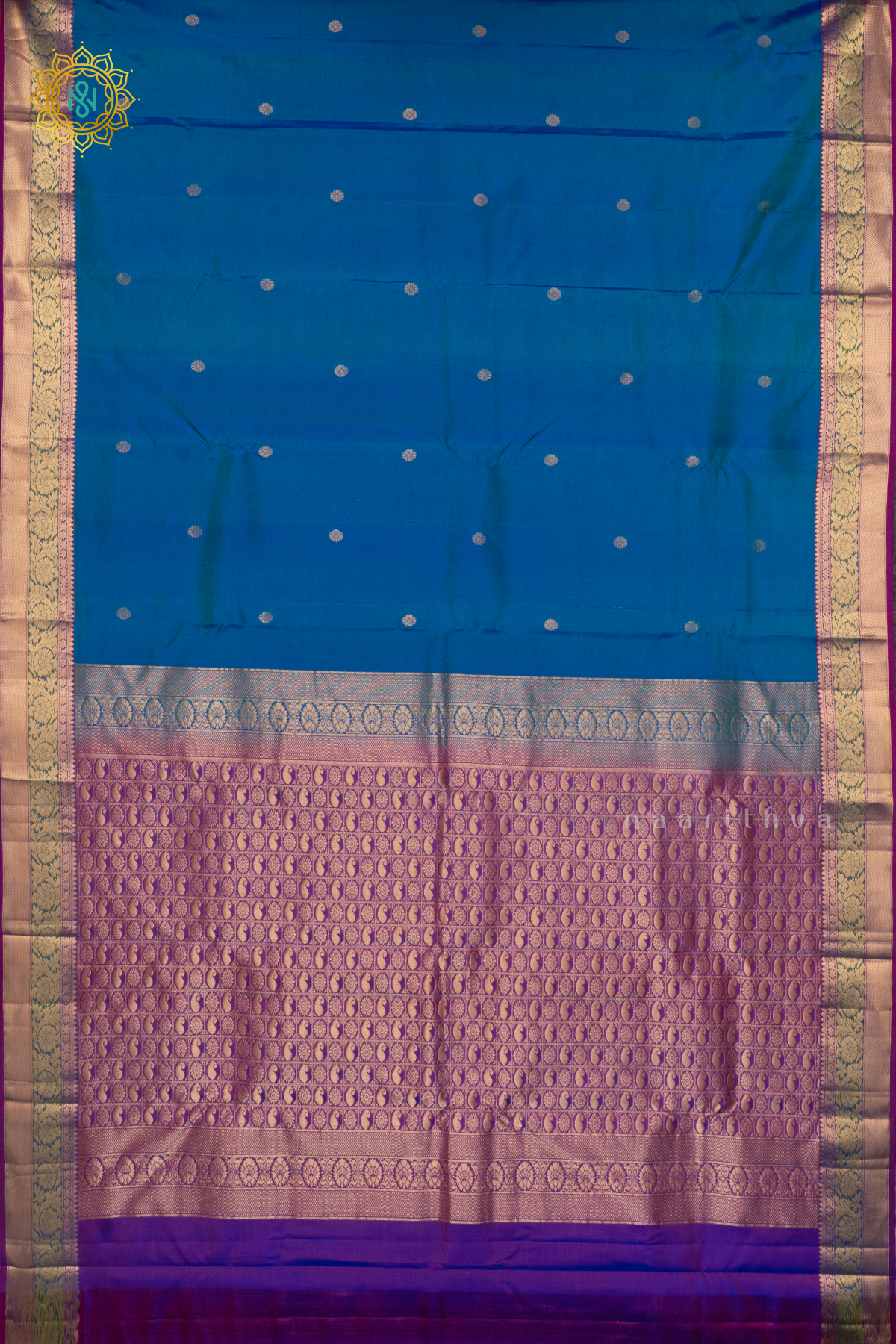 BLUE WITH PURPLE  - PURE KANJIVARAM SILK