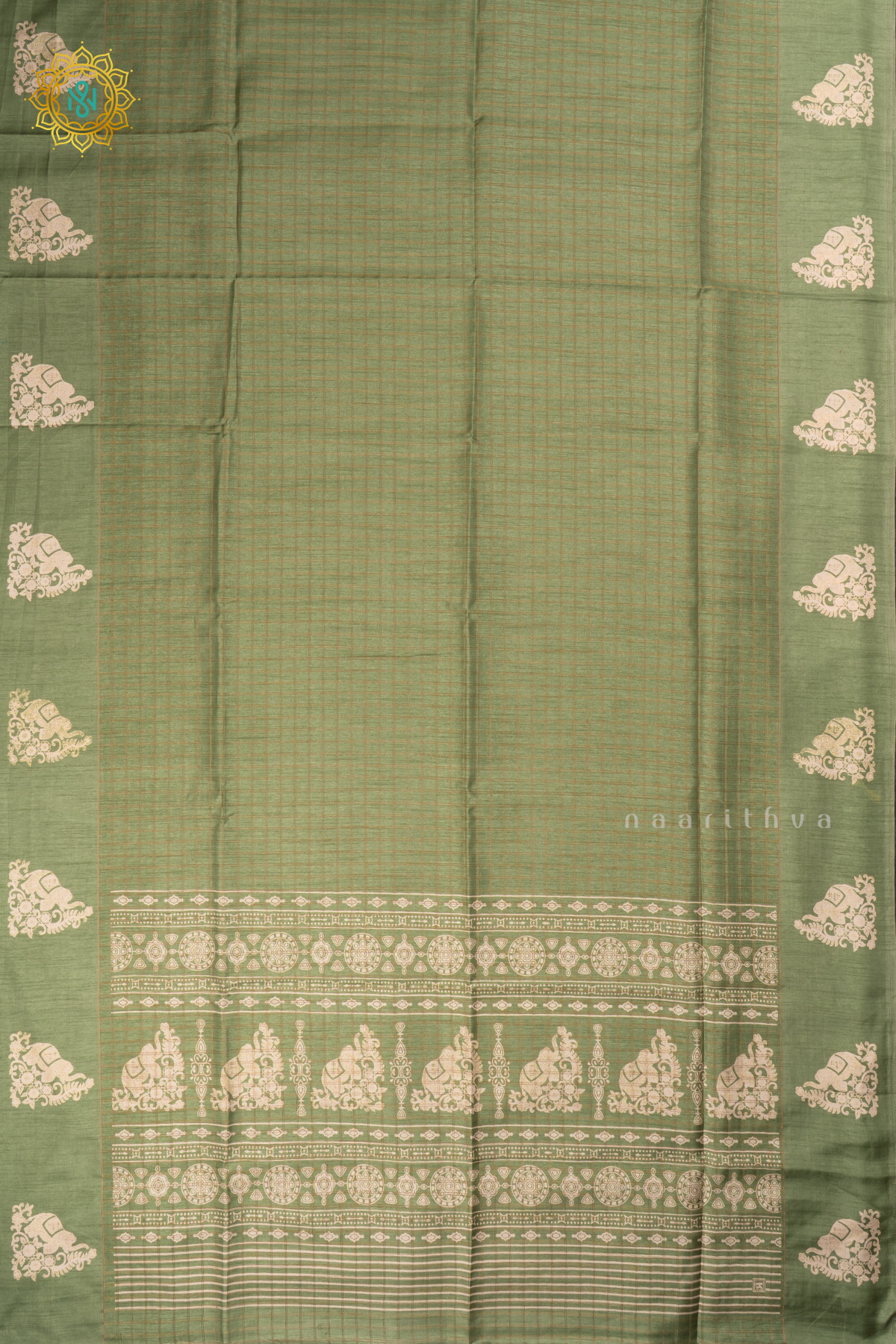 Pista Green - Dola Silk Saree Allover Zari Checks and Printed Pallu with Satin Printed Border