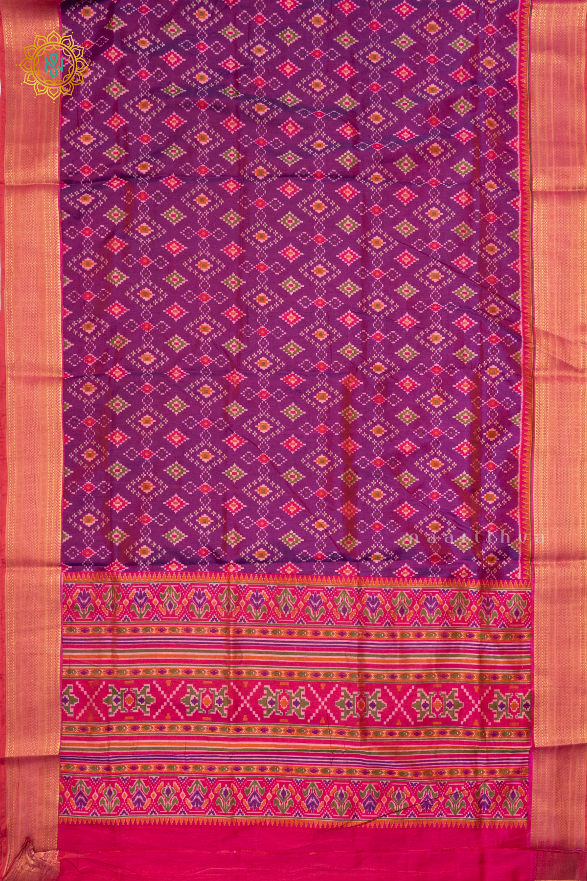 DUAL SHADE OF MAGENTA WITH  PINK - SEMI PATOLA SILK