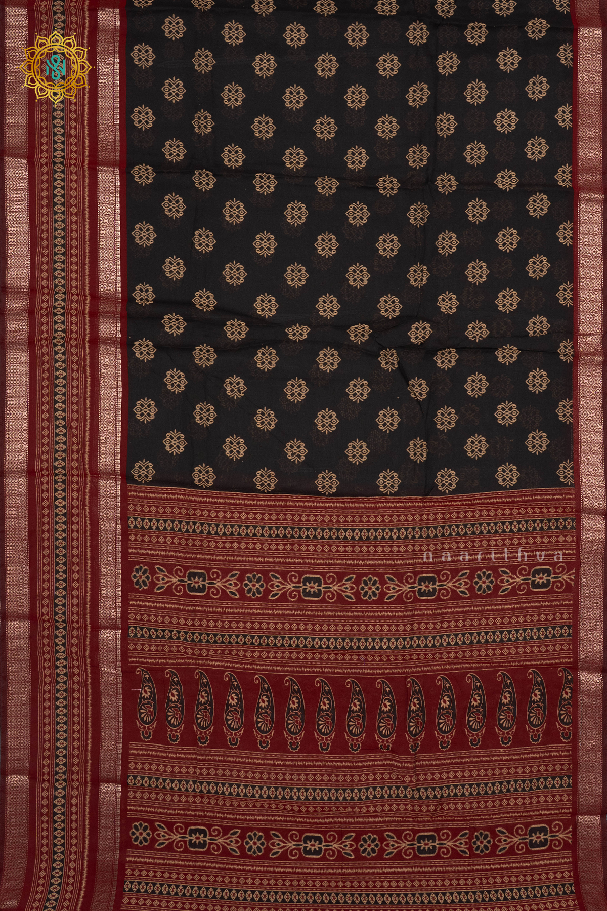 BLACK WITH MAROON - CHANDERI COTTON