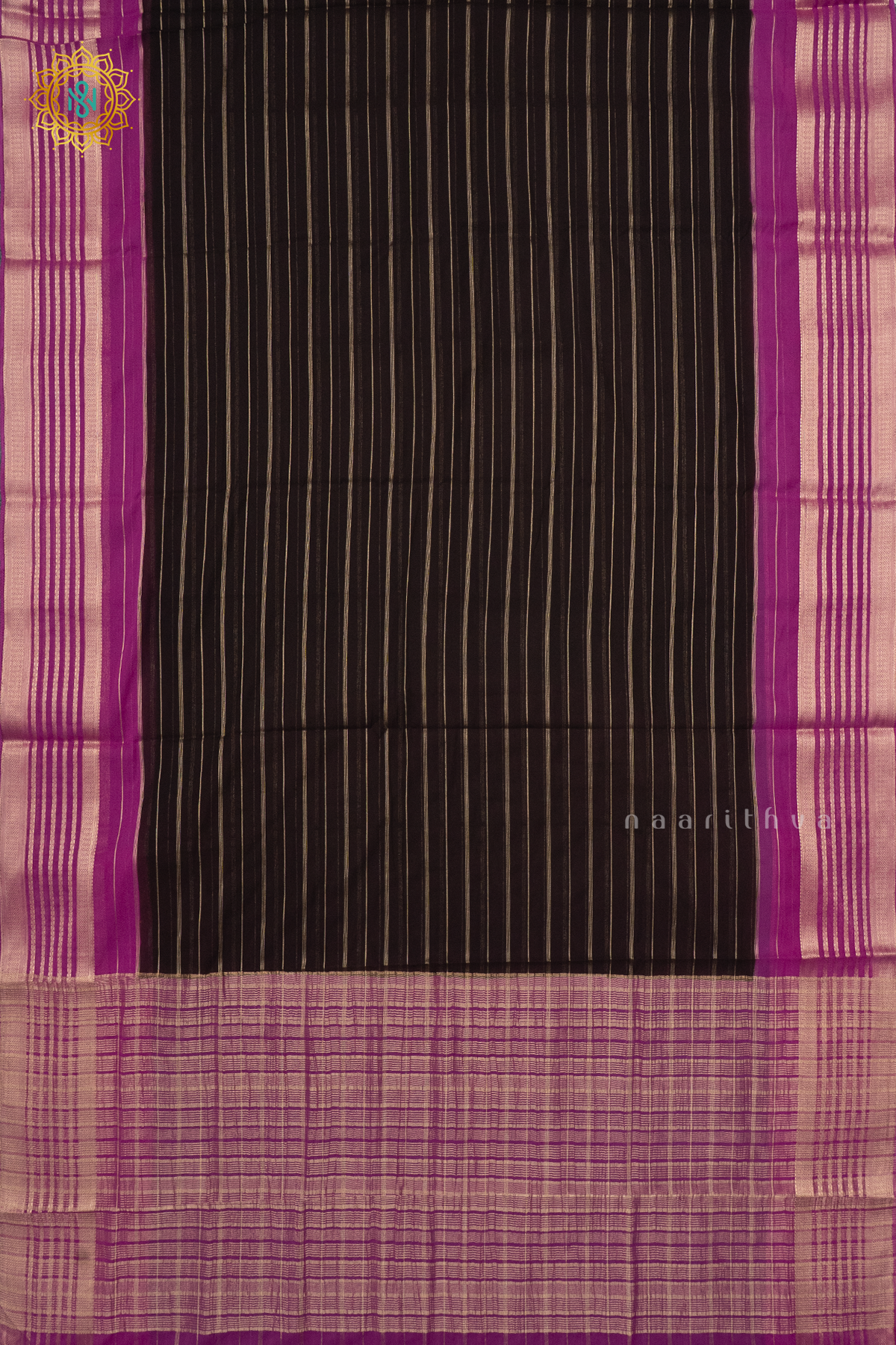 BLACK WITH LAVENDER - SEMI GEORGETTE