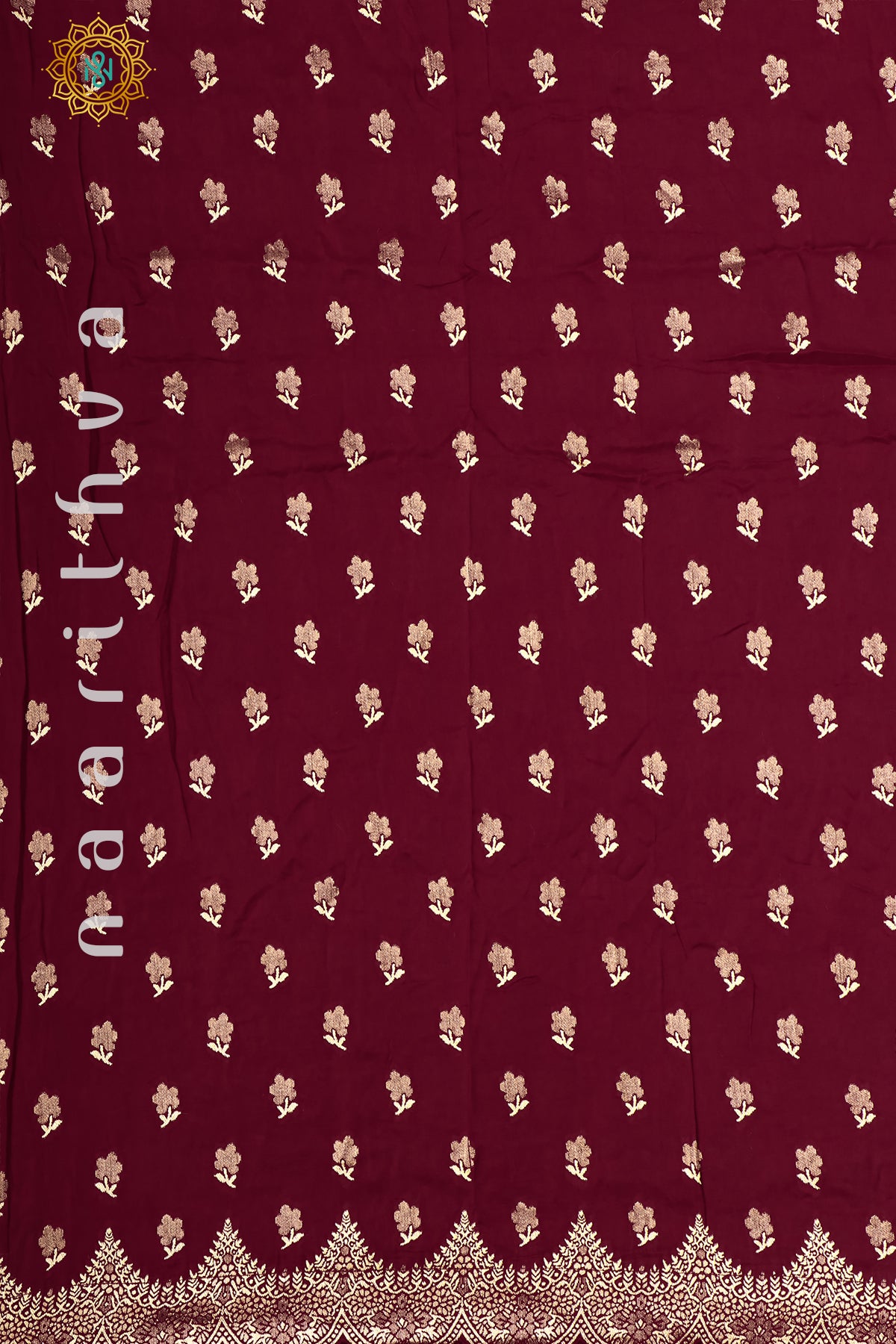 MAROON WITH BOTTLE GREEN - DOLA SILK