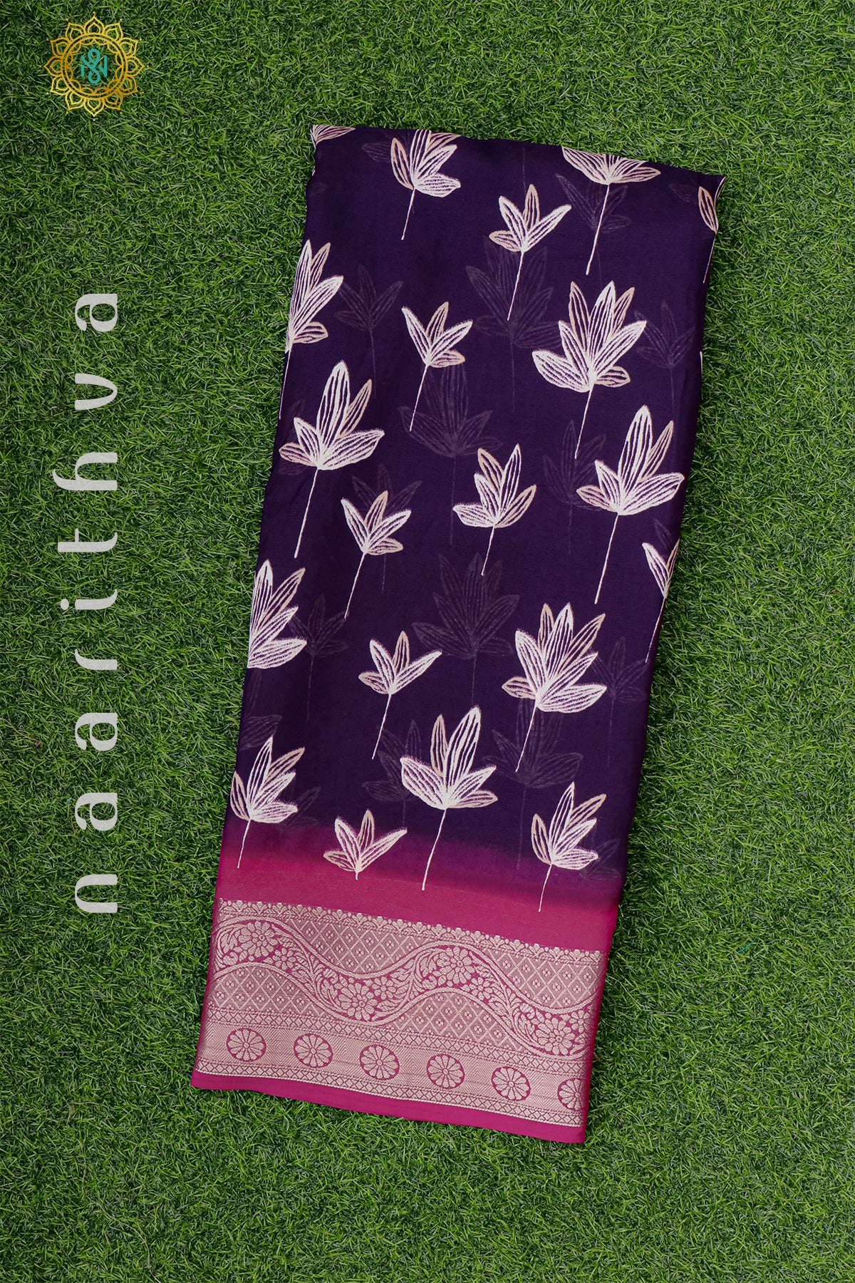 PURPLE WITH PINK - SEMI GEORGETTE