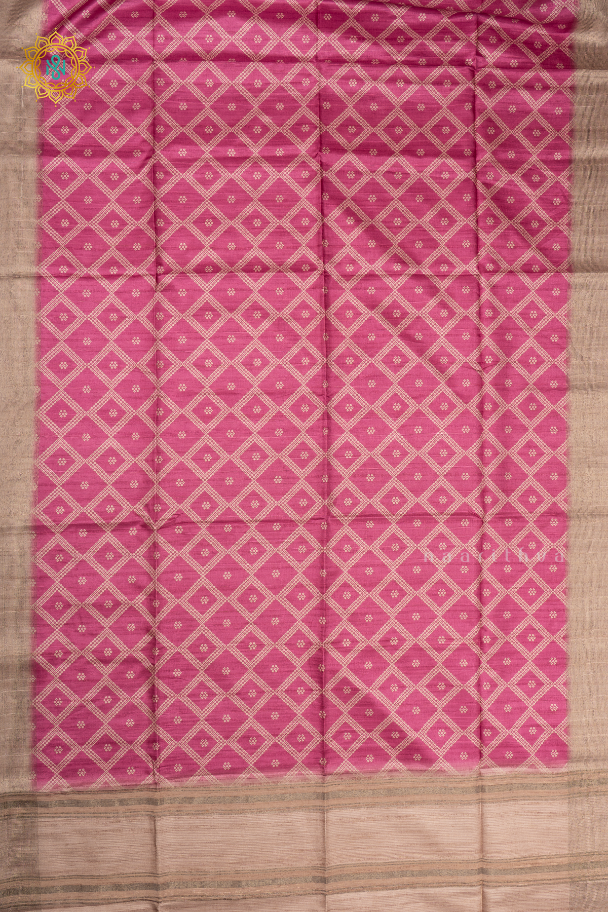 PINK WITH BEIGE - SEMI TUSSAR SILK