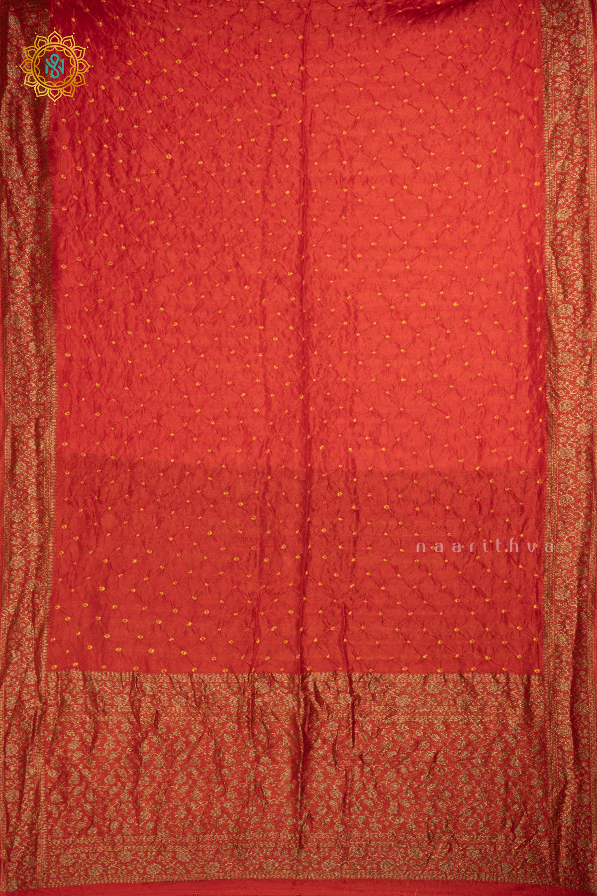 ORANGE - SEMI TUSSAR WITH BANDHANI TIE & DYE