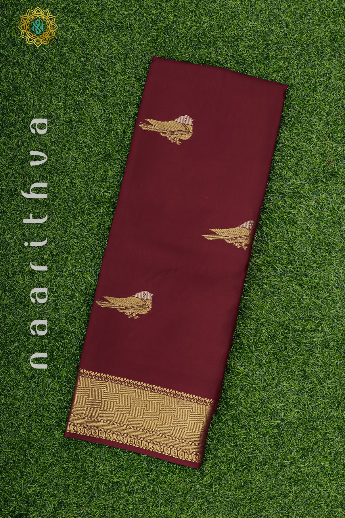 MAROON WITH YELLOW - DOLA SILK