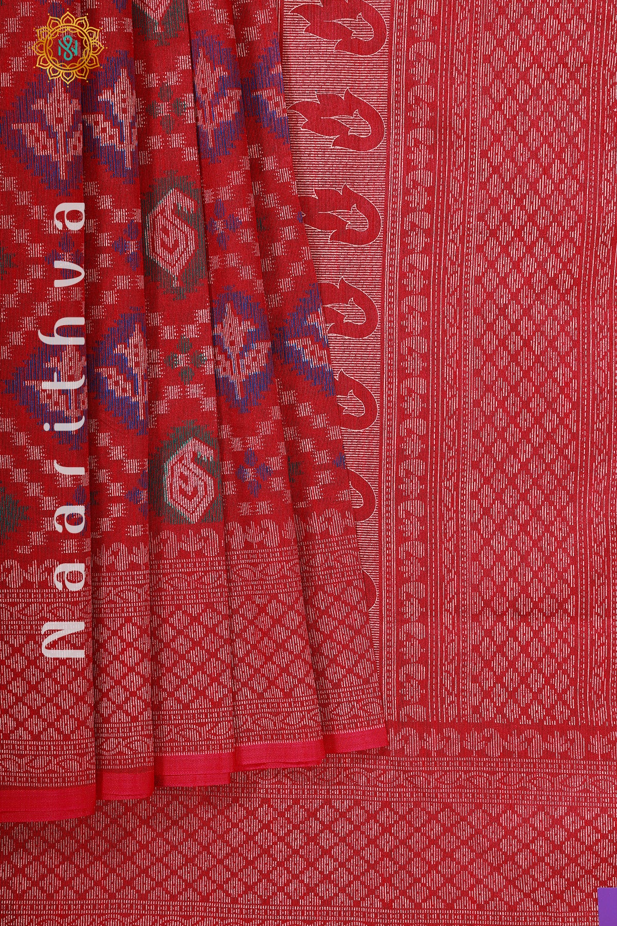 RED - SEMI JUTE COTTON