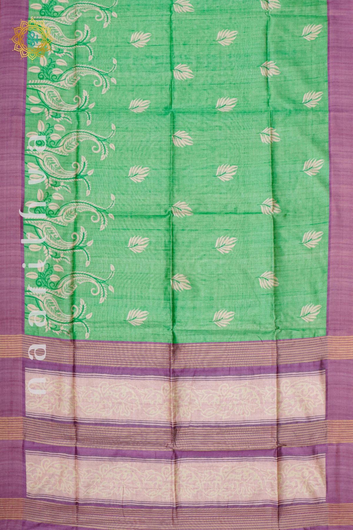 GREEN WITH PURPLE - SEMI TUSSAR