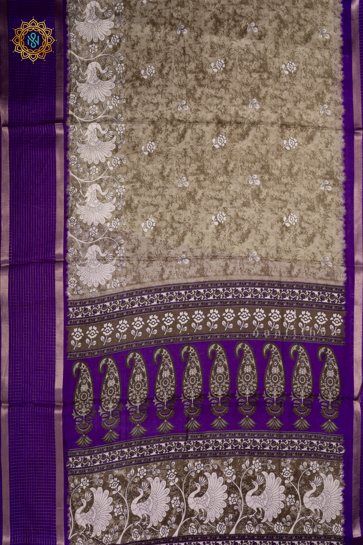 GREY WITH PURPLE - DOLA SILK SAREE
