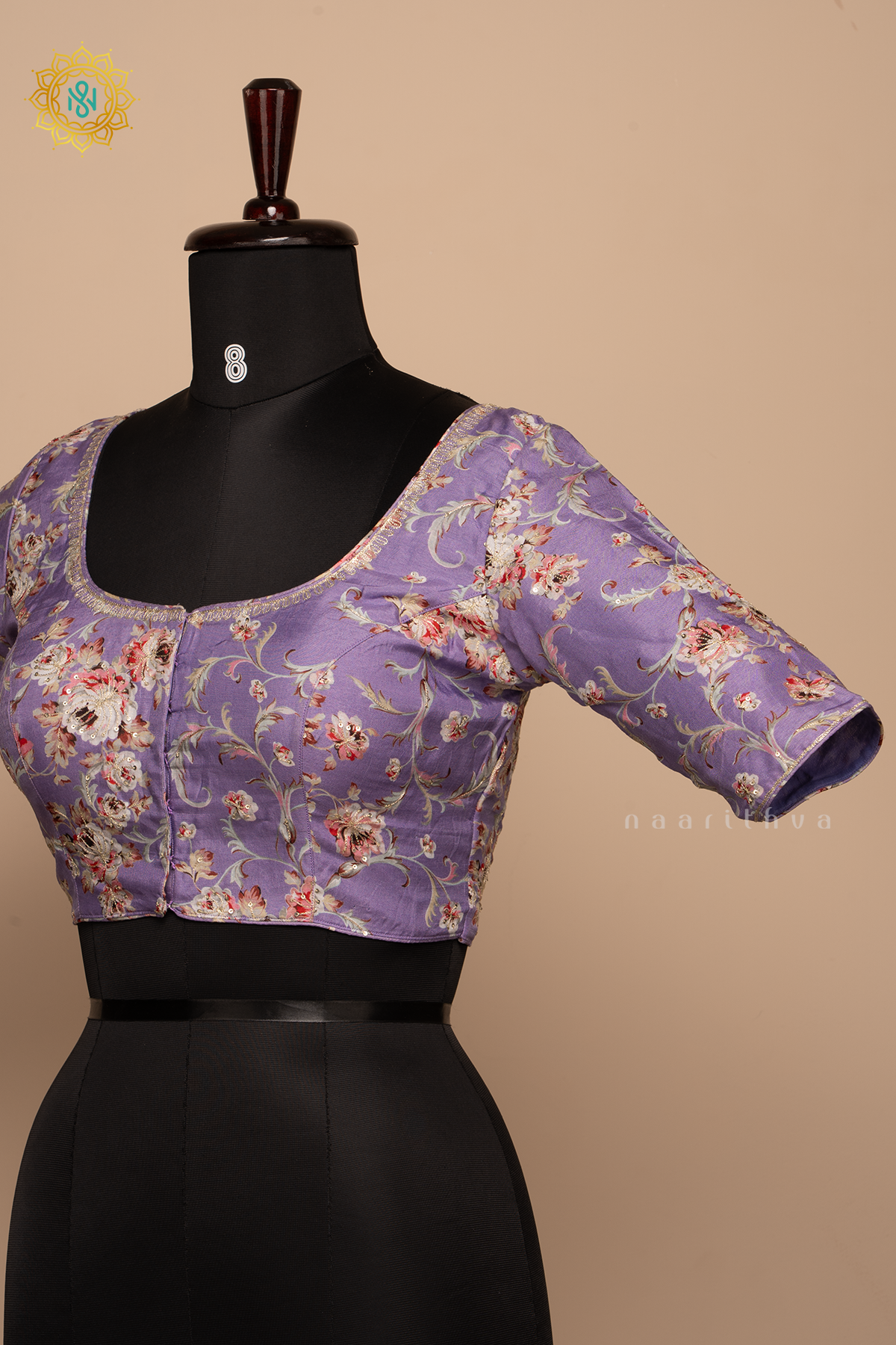 LAVENDER - PRINTED DOLA SILK READYMADE BLOUSE