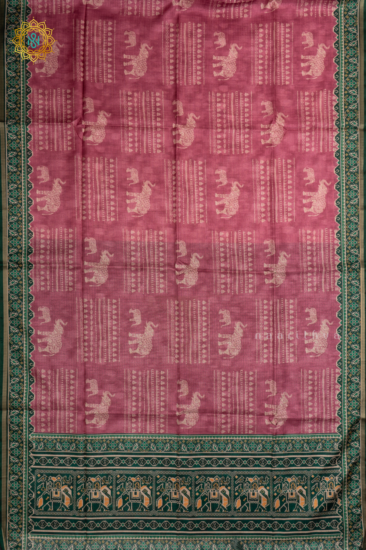 PINKISH LAVENDER WITH BOTTLE GREEN - SEMI TUSSAR SILK SAREE
