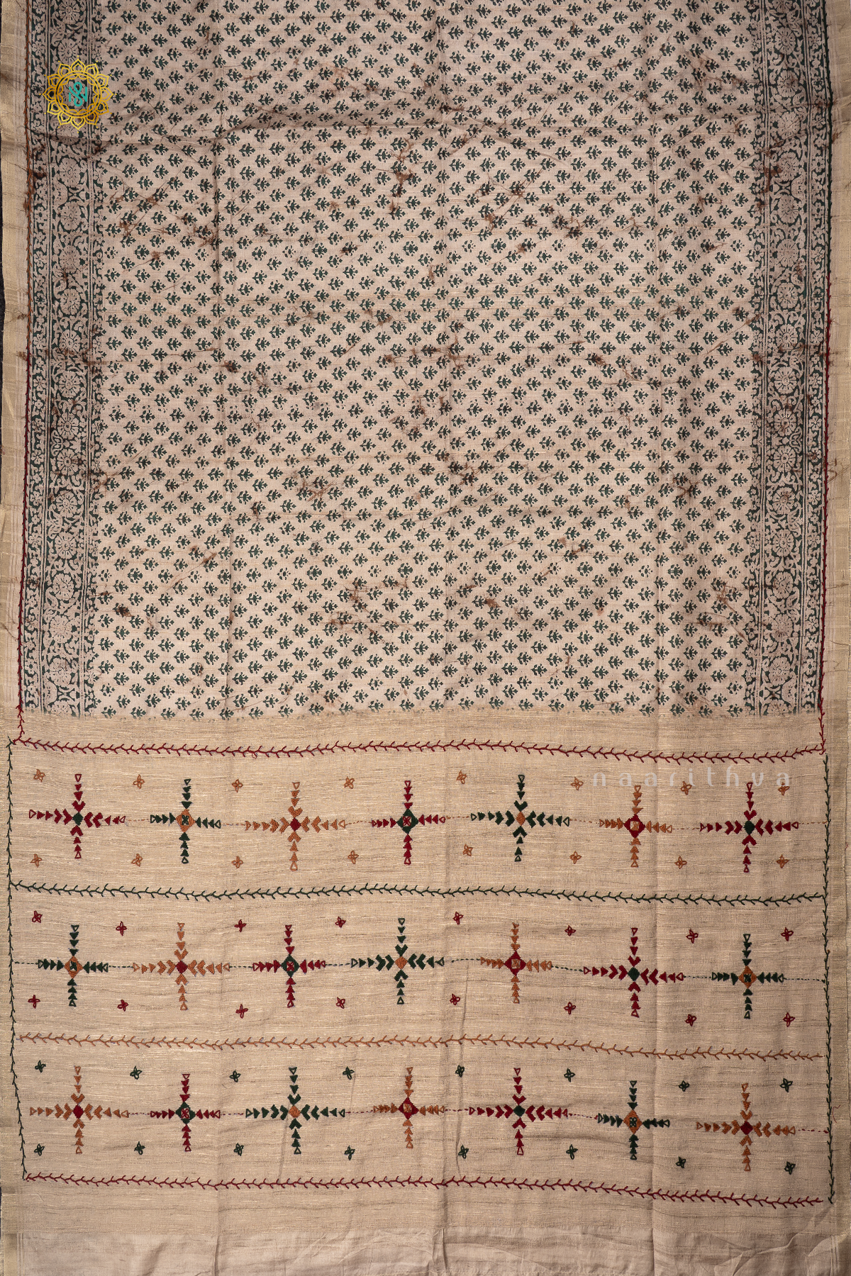 BEIGE WITH GREEN - KOTHA TUSSAR
