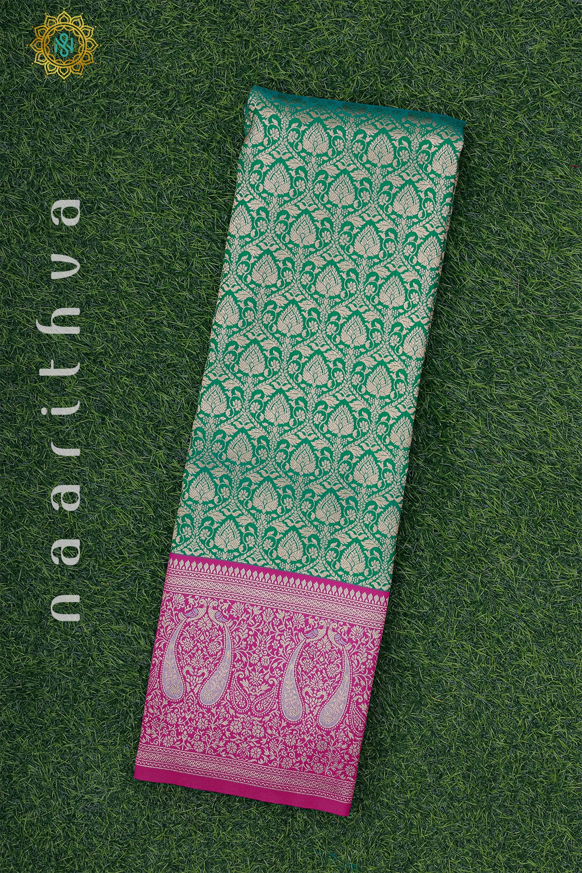 GREEN WITH PINK - SEMI KANCHI