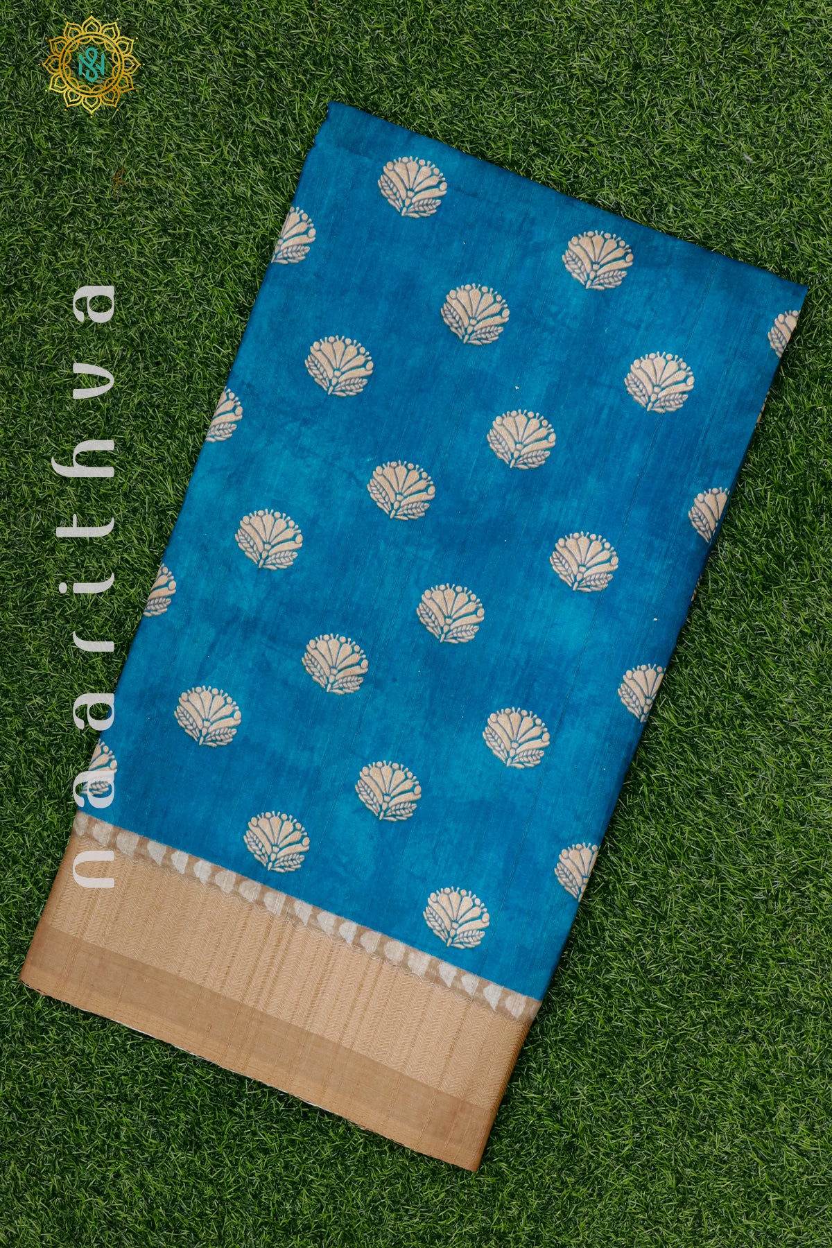 SKY BLUE WITH BROWN - DOLA SILK