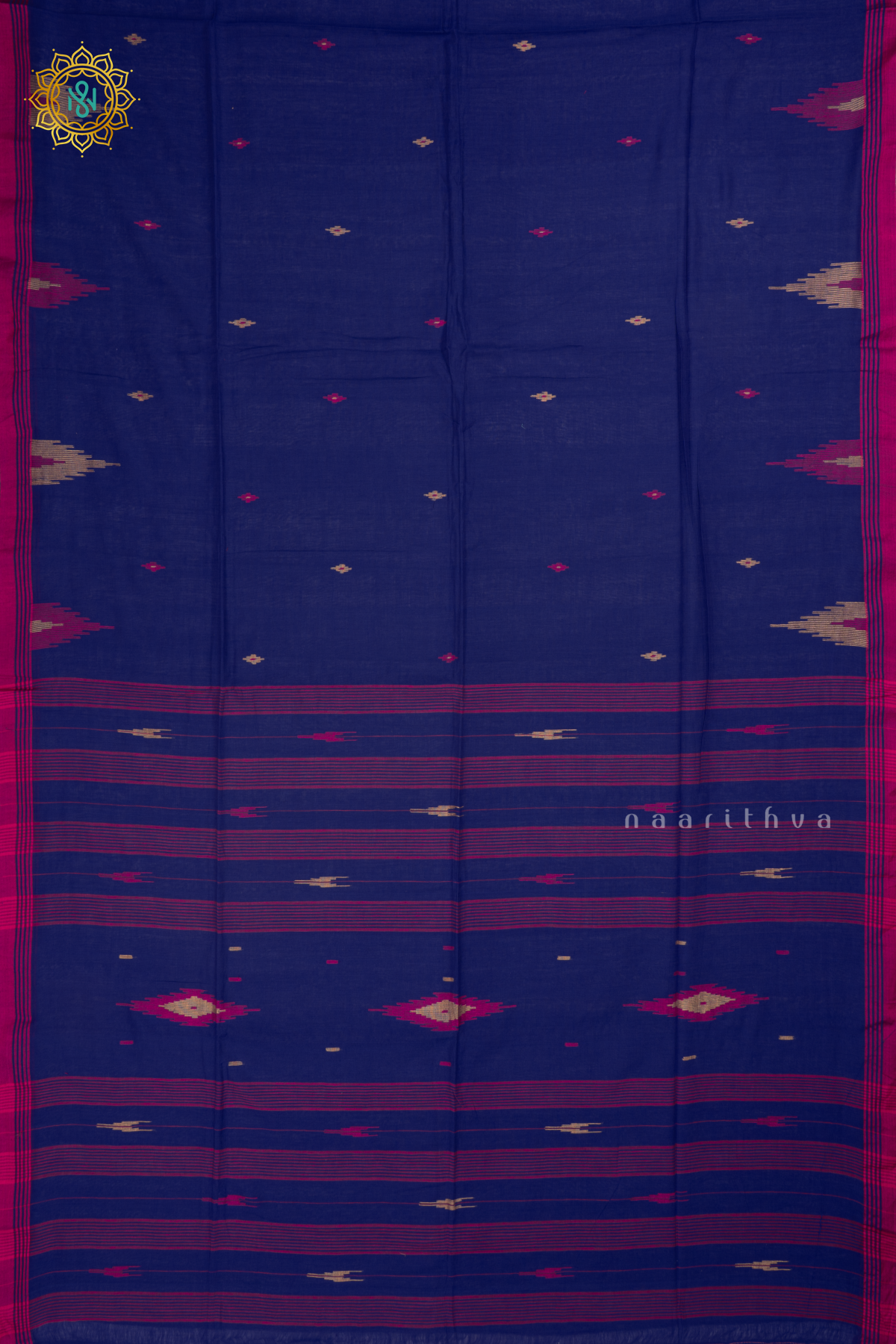 PURPLE - MUL COTTON SAREE ALLOVER THREAD WOVEN BUTTAS AND CONTRAST BORDER