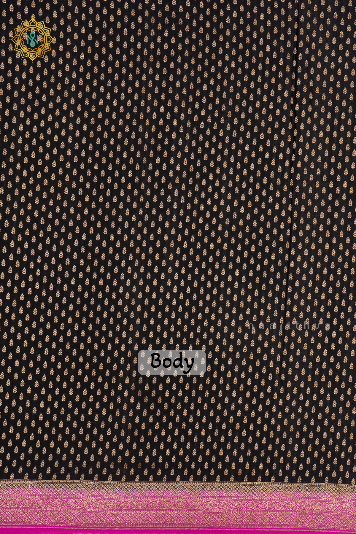 BLACK WITH PINK - PURE BANARASI CREPE SILK