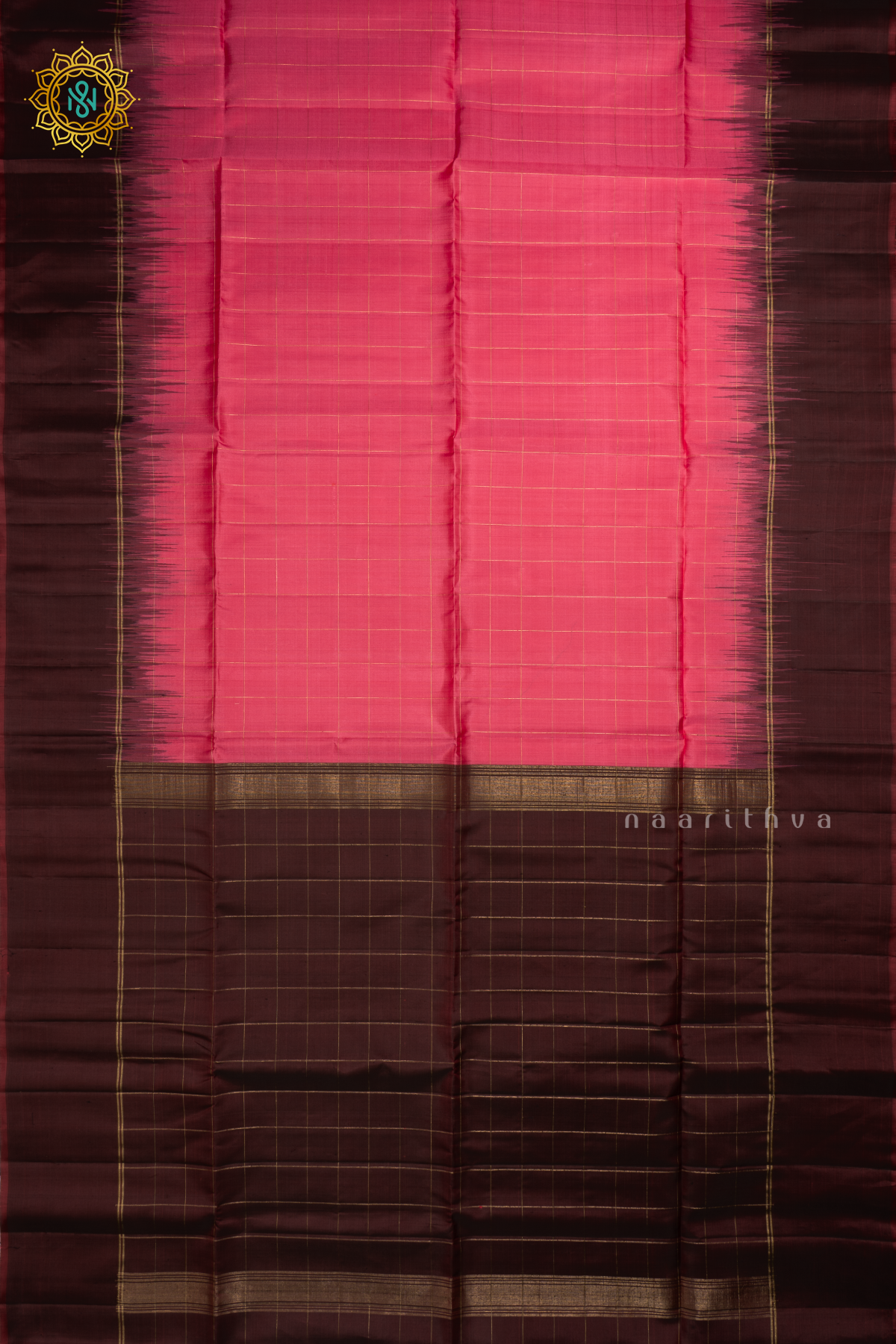 Dual Shade Of Pink With Wine Pure Kanjiavaram Soft Silk Saree with Zari Checks All Over and Contrast Border