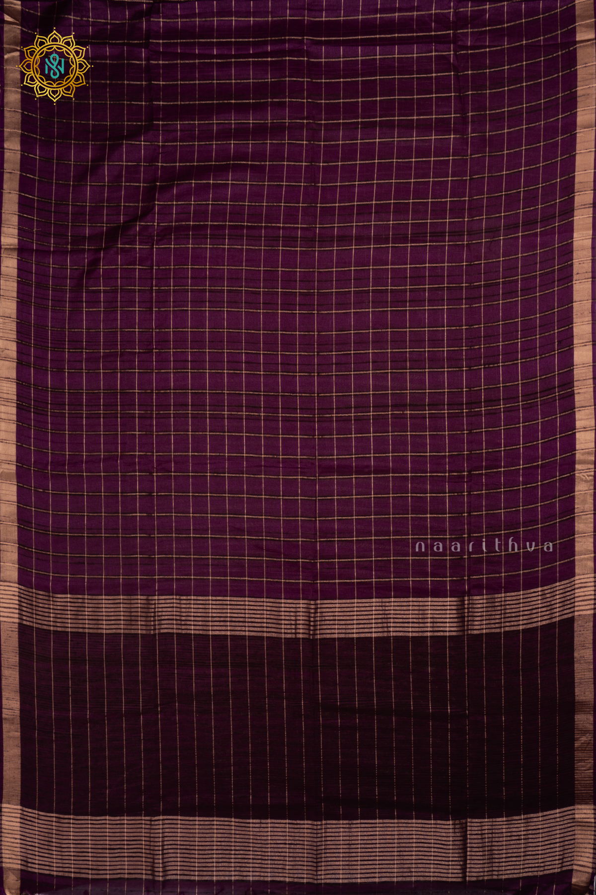 PURPLE - SEMI RAW SILK SAREE WITH ALLOVER ZARI CHECKS