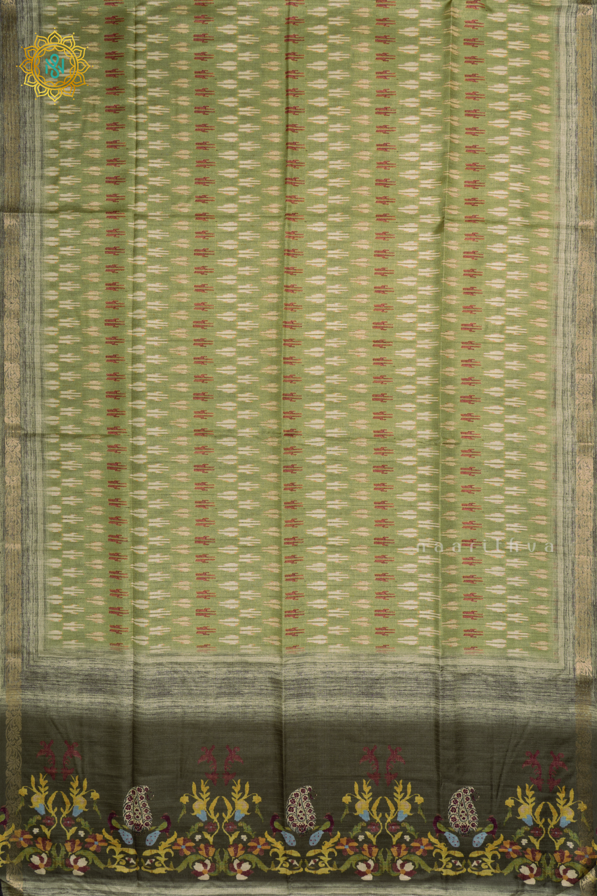 Light Green - Semi Gicha Tussar Saree Allover Printed Body With Zari Border, Pallu And Blouse