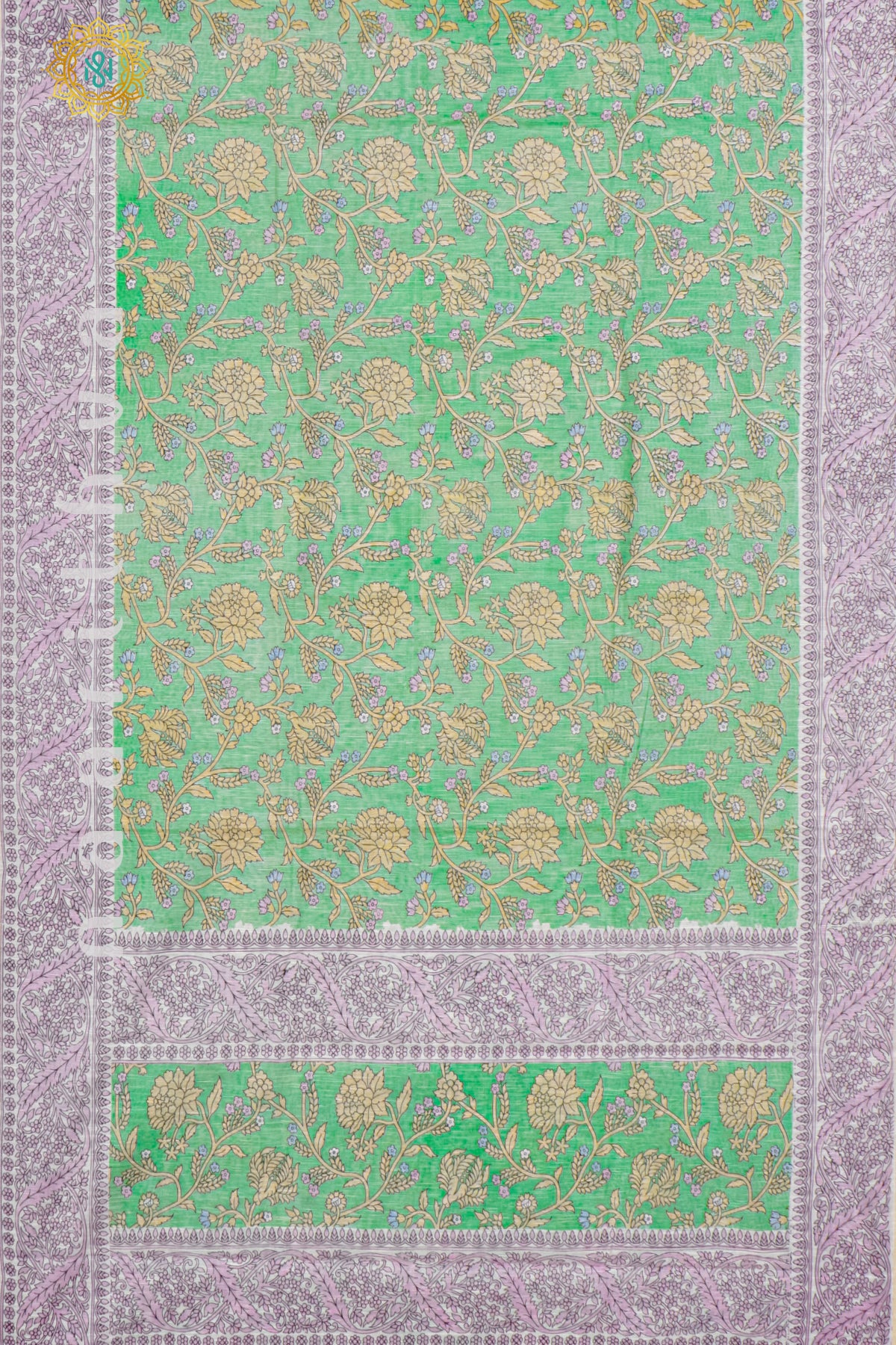 GREEN WITH WHITE - JUTE COTTON