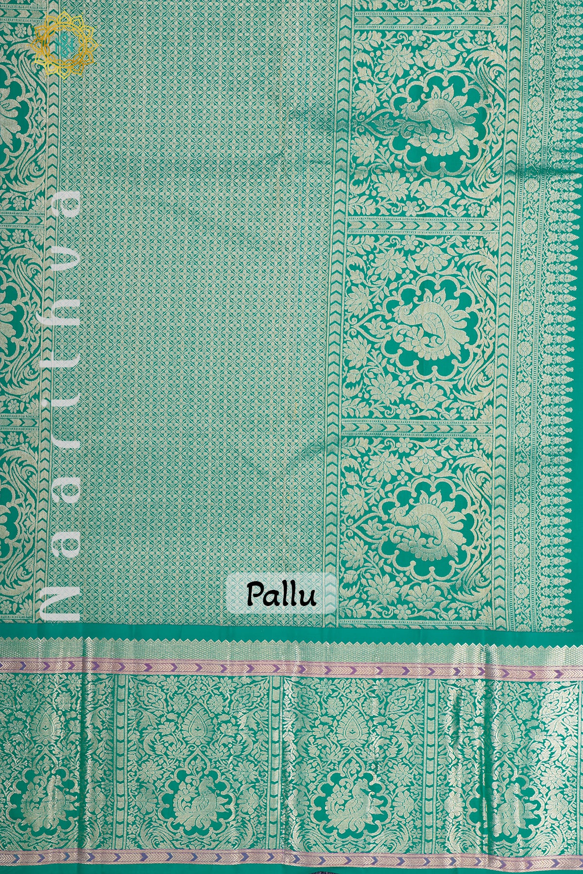 ROYAL BLUE WITH CYAN GREEN - PURE KANJIVARAM SILK