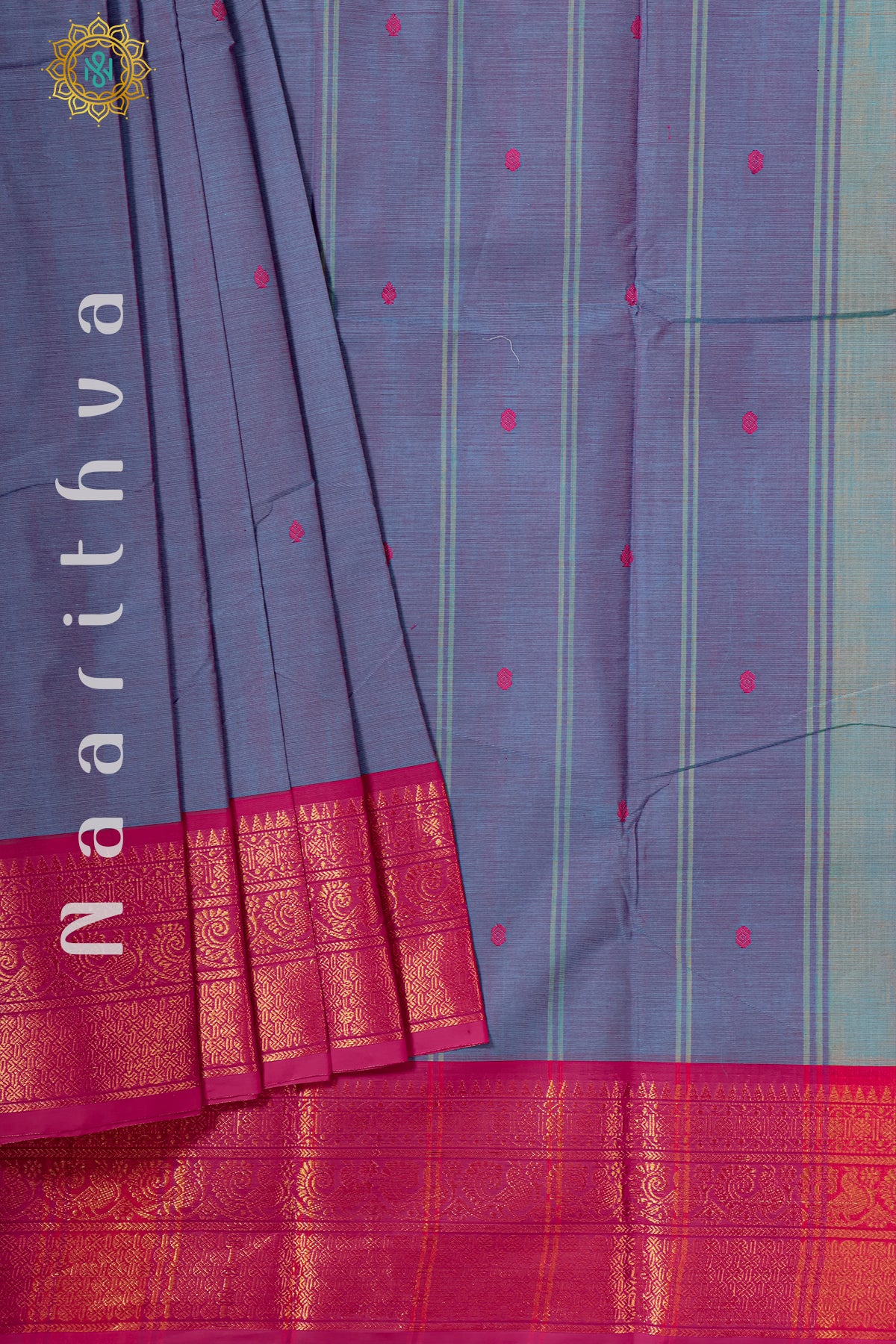 DUAL SHADE OF BLUE WITH PINK - CHETTINAD COTTON