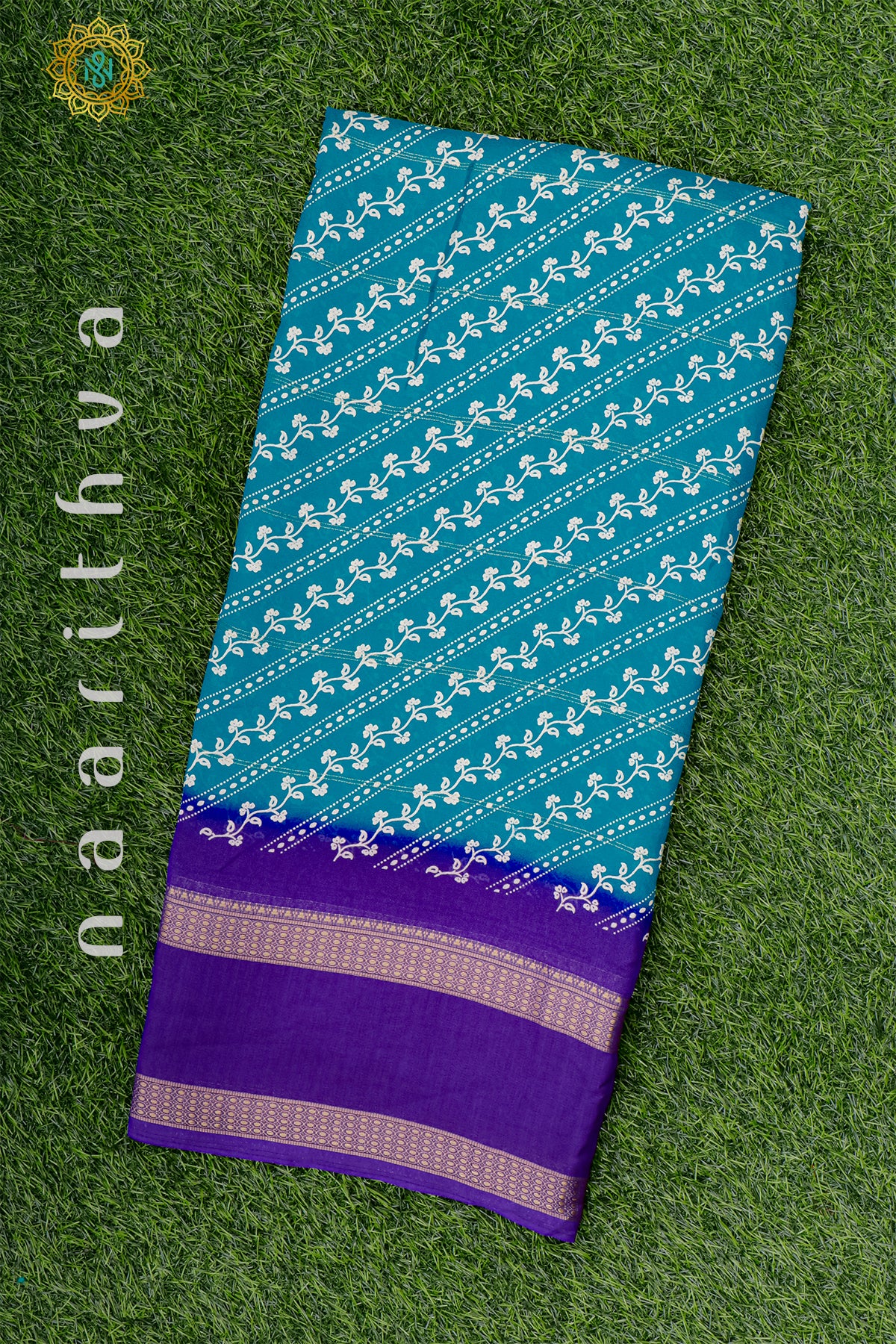 SKY BLUE WITH VIOLET -  SEMI GEORGETTE