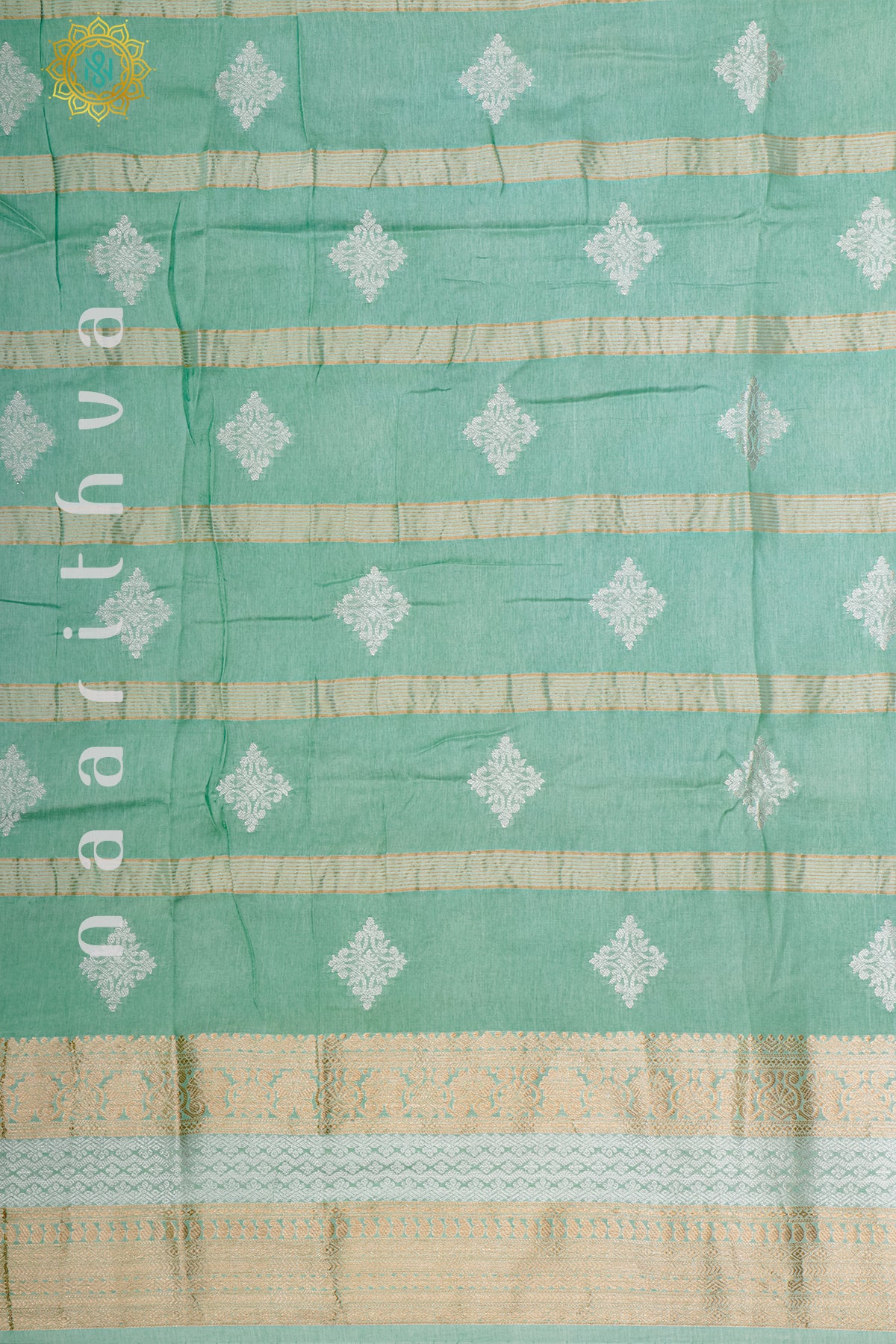 AQUA GREEN WITH BOTTLE GREEN - DOLA SILK