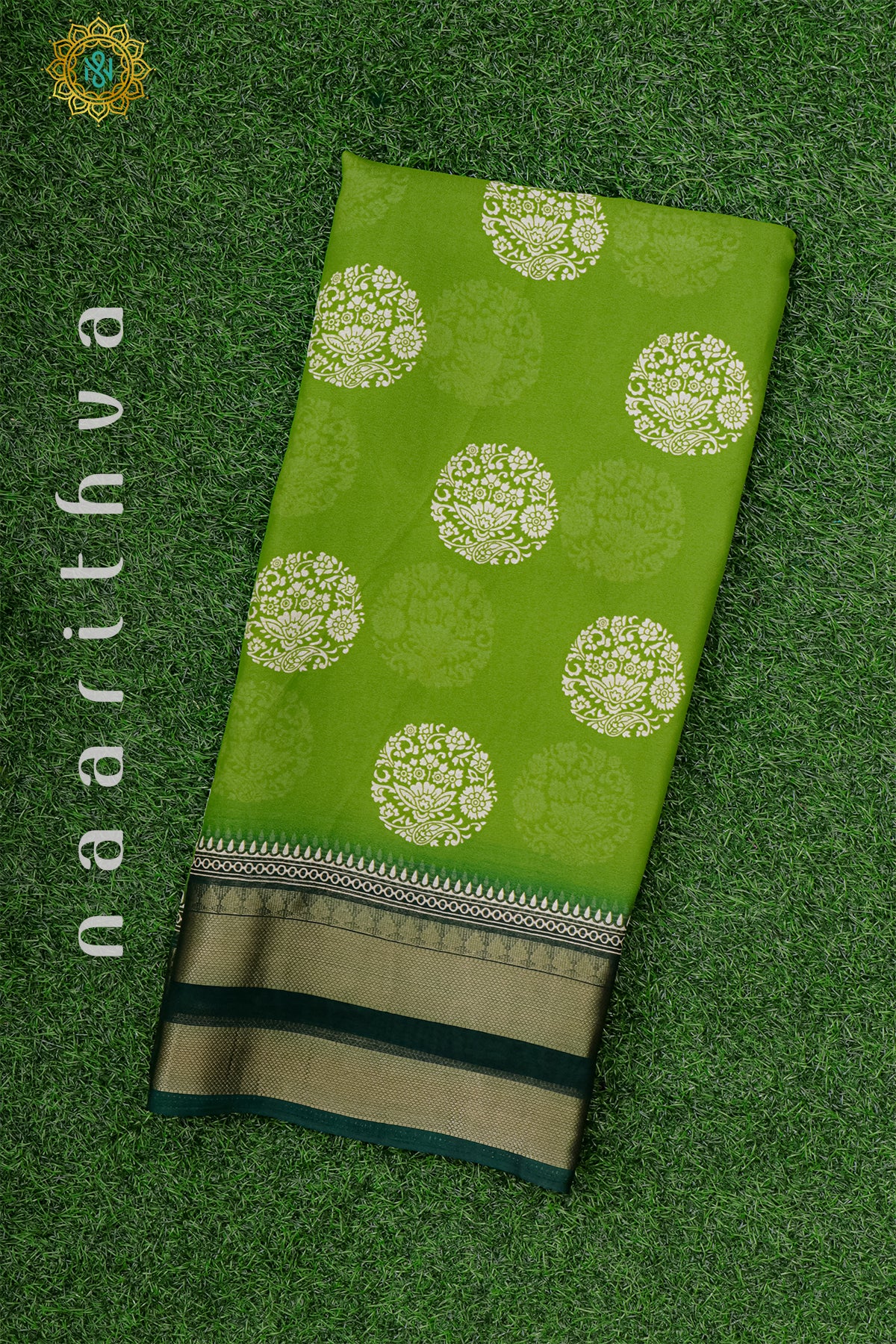 PARROT GREEN WITH BOTTLE GREEN - SEMI GEORGETTE