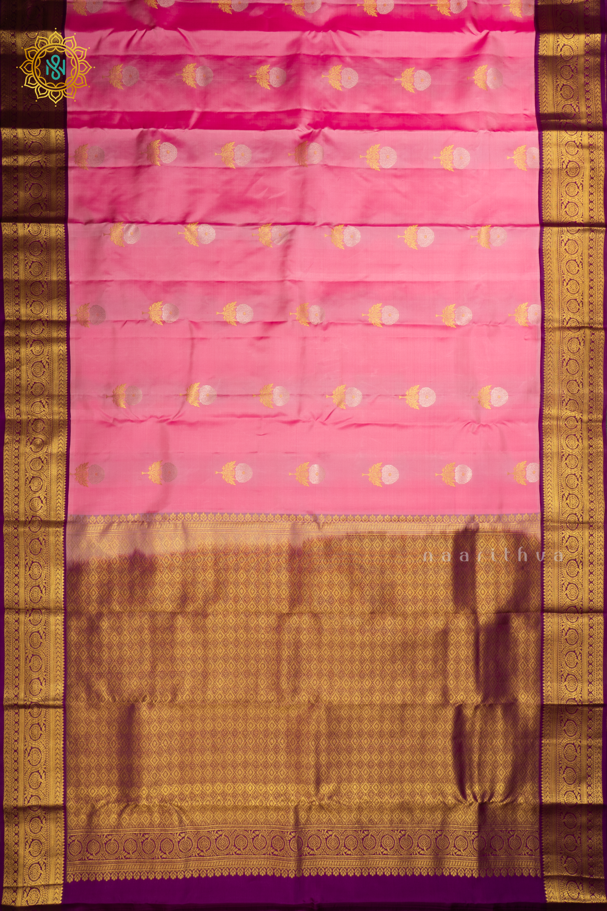 LIGHT PINK WITH PURPLE - PURE KANJIVARAM SILK