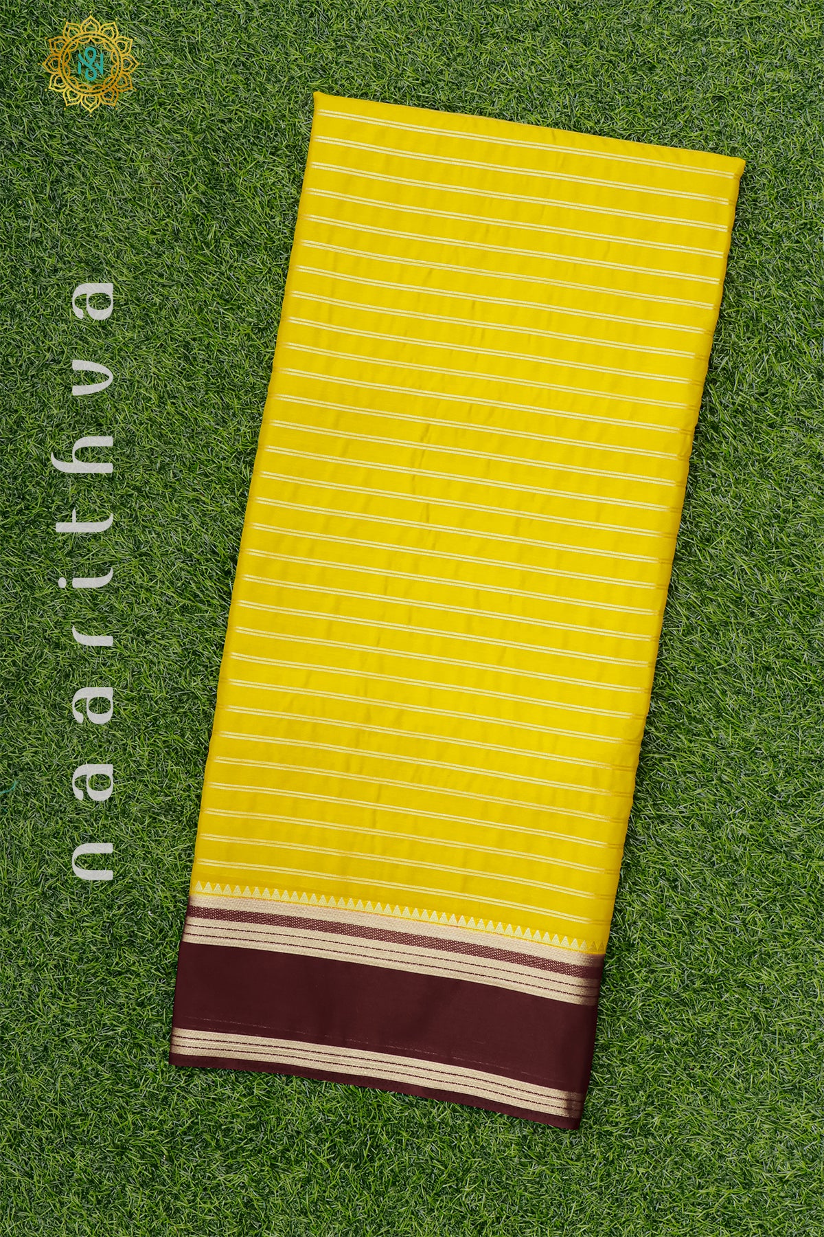 MUSTARD WITH BROWN - SEMI MYSORE CREPE SILK