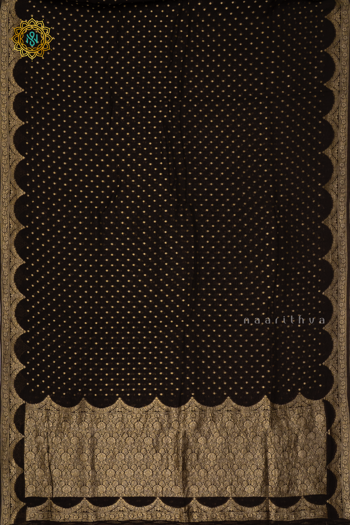 BLACK WITH RED - SEMI GEORGETTE