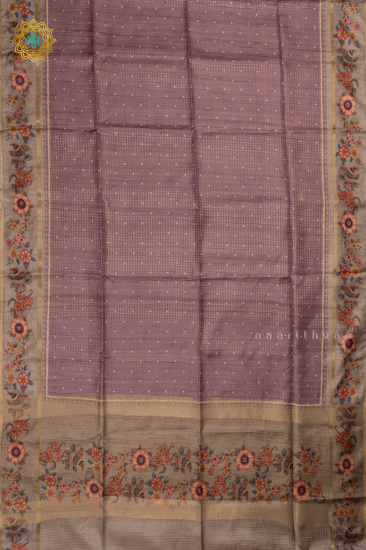 LAVENDER WITH BEIGE - SEMI TUSSAR SILK