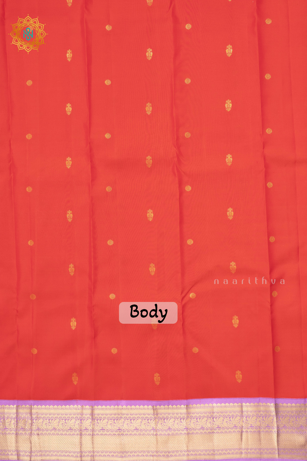 REDDISH ORANGE WITH LAVENDER - KANJIVARAM PURE MIX