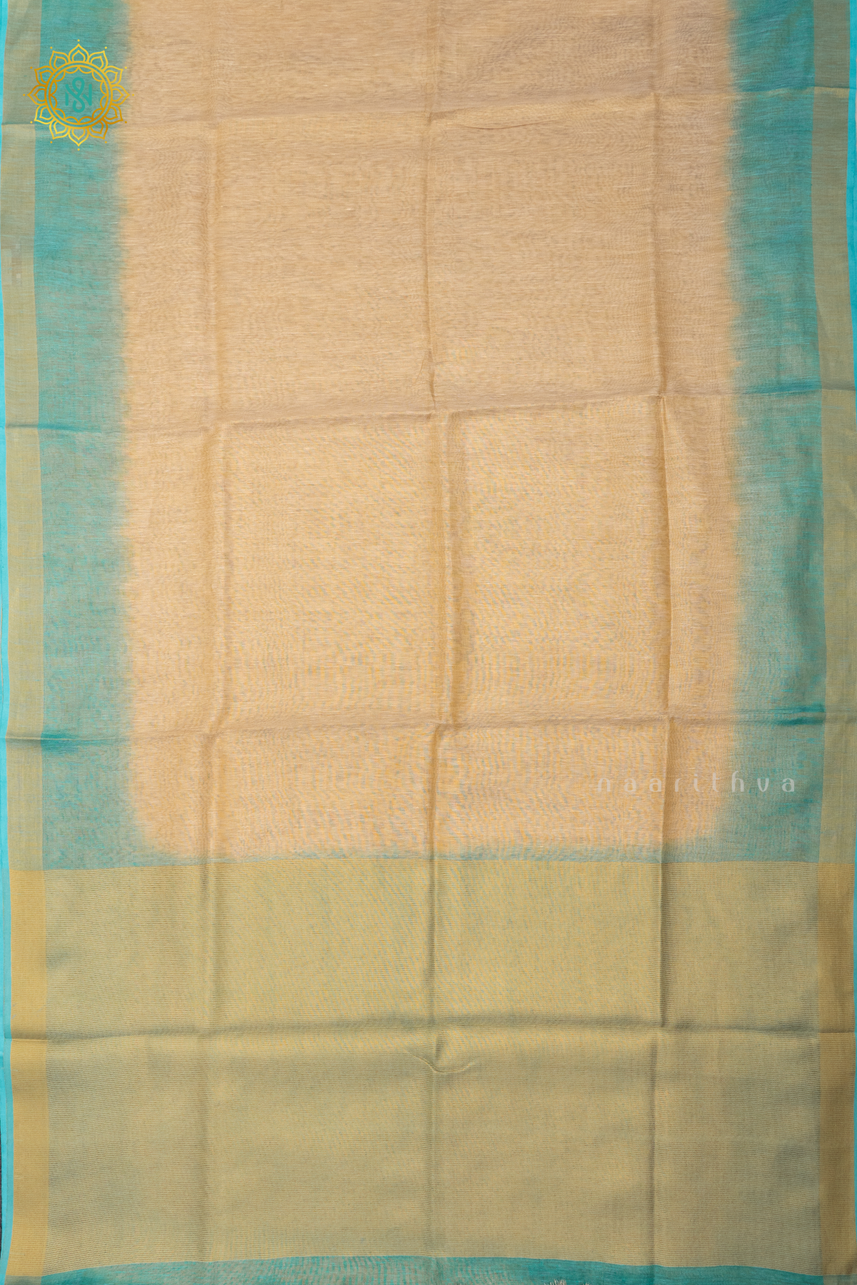 OFF WHITE WITH AQUA GREEN - LINEN TISSUE