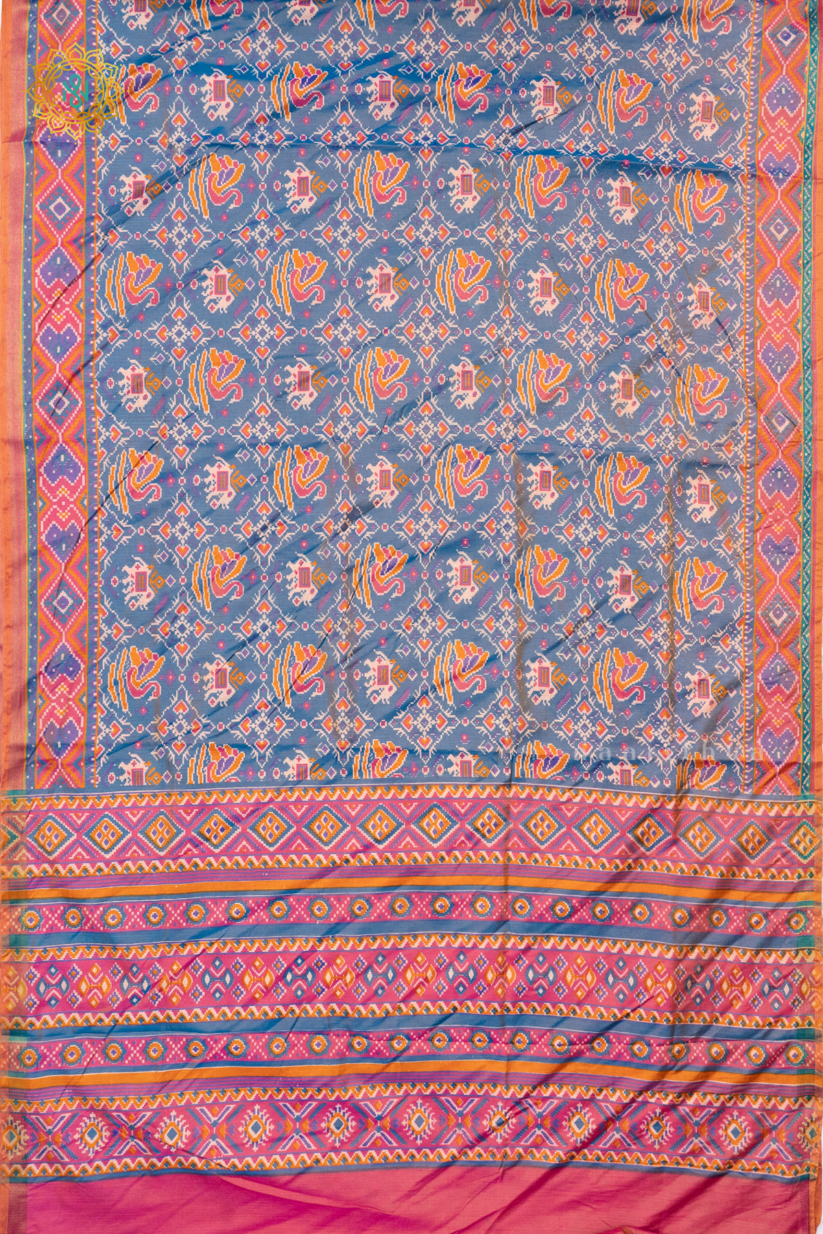DUAL SHADE OF BLUE WITH PINK - SEMI PATOLA SILK
