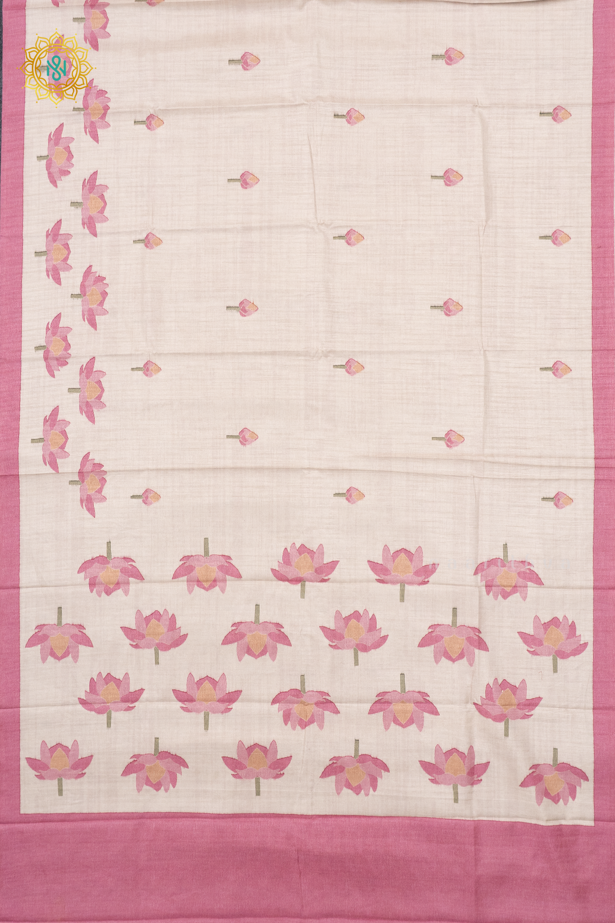 OFF WHITE WITH LIGHT PINK - KOTHA TUSSAR