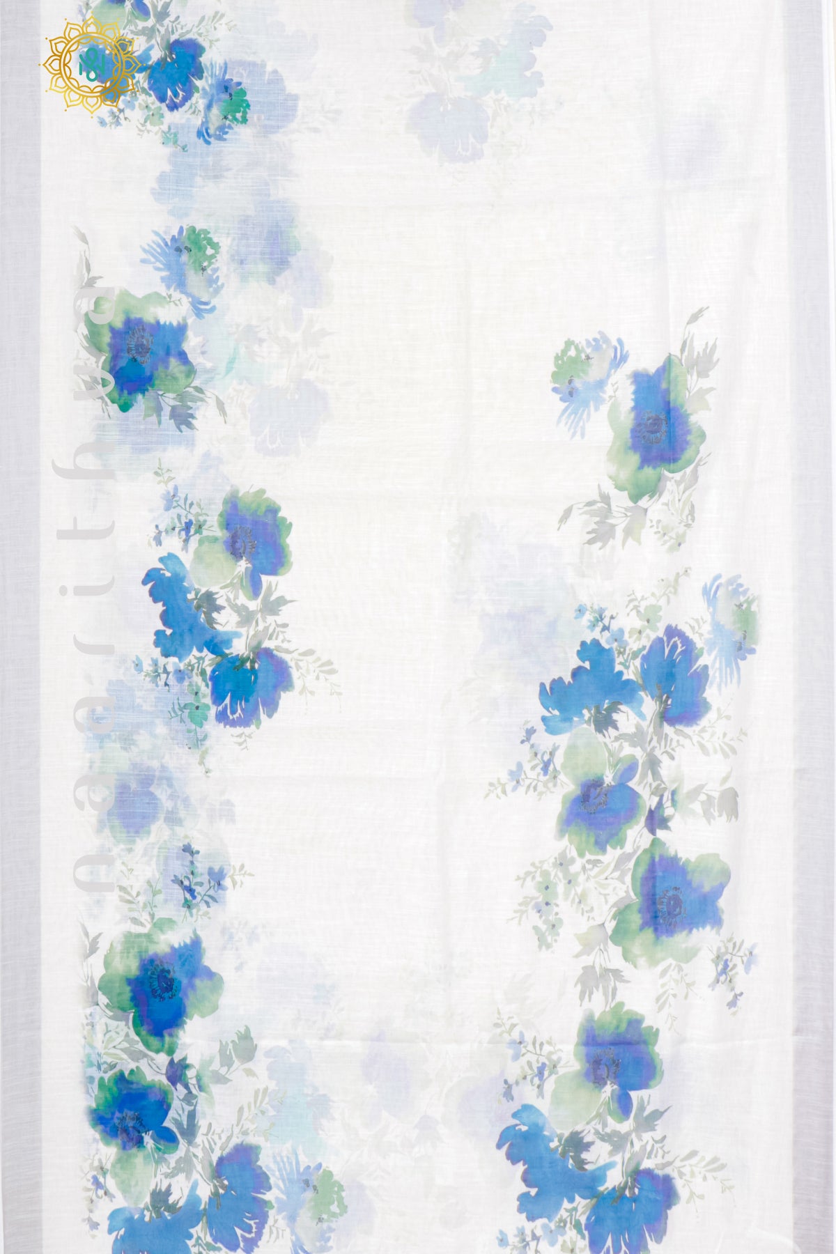 WHITE WITH BLUE - LINEN BY COTTON