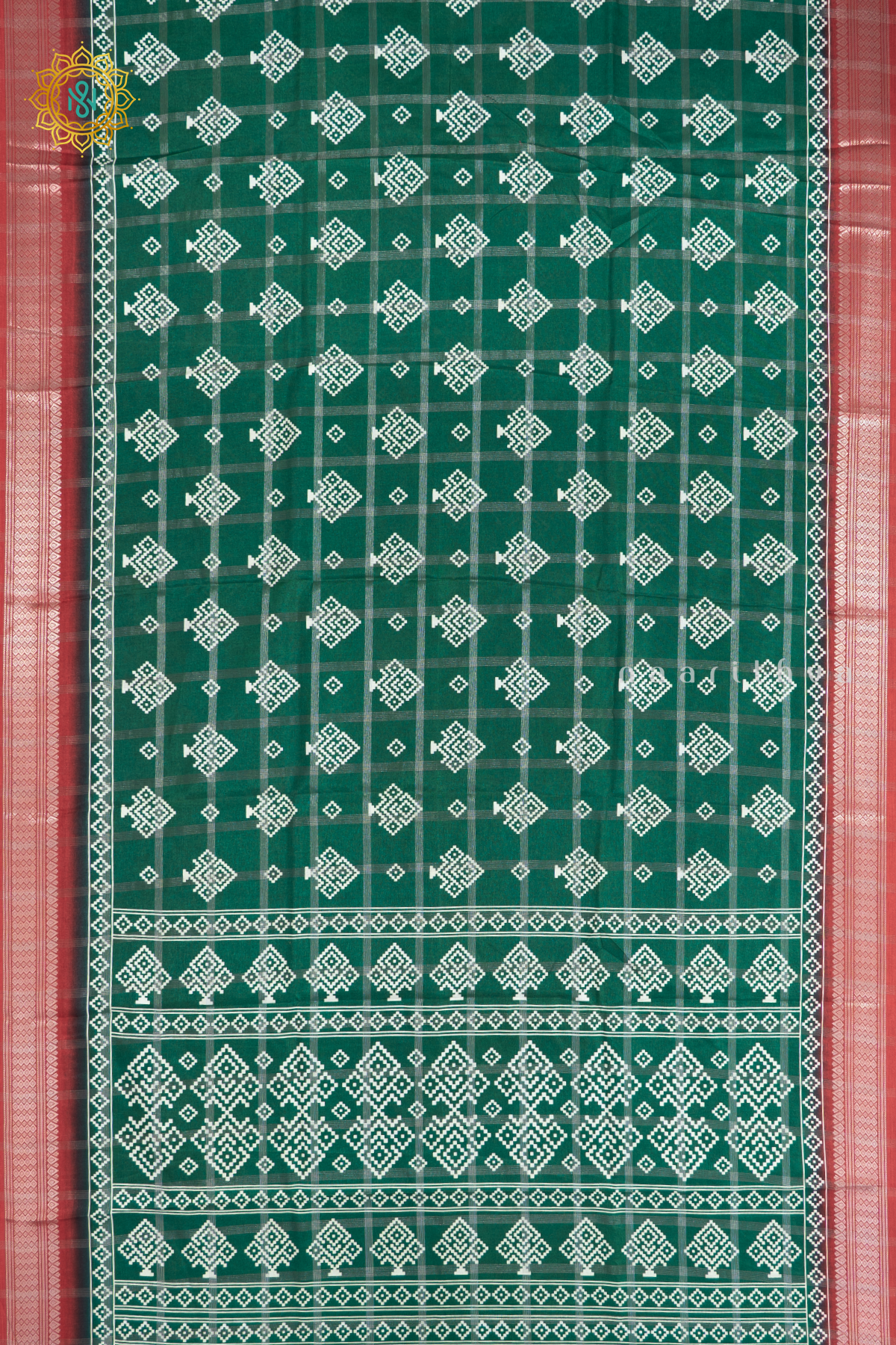 GREEN WITH RED - DOLA SILK